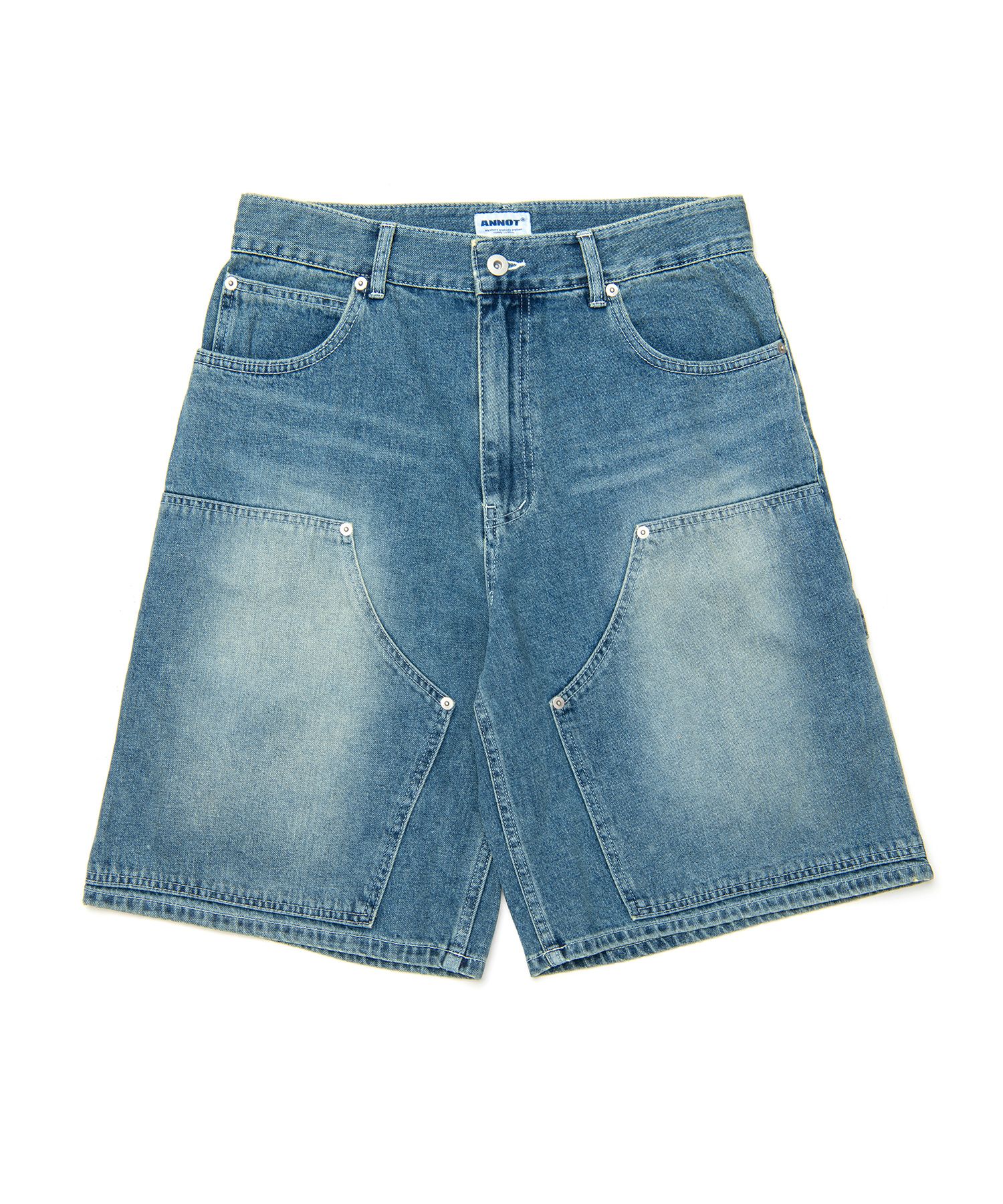 MUSINSA | ANNOT Double Knee Carpenter Denim Shorts Light Blue