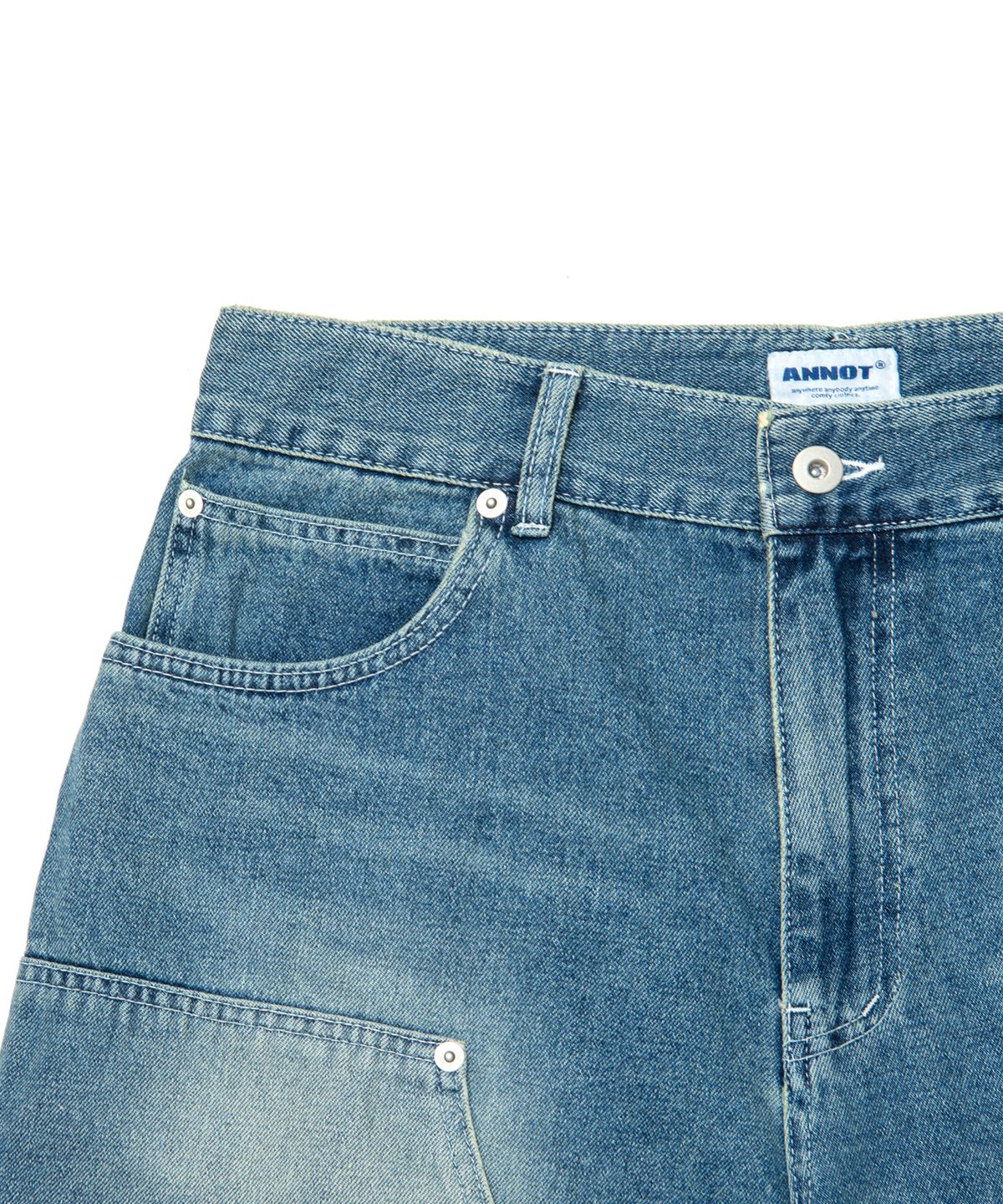 아노트(ANNOT) 더블니 카펜터 데님 쇼츠 라이트블루