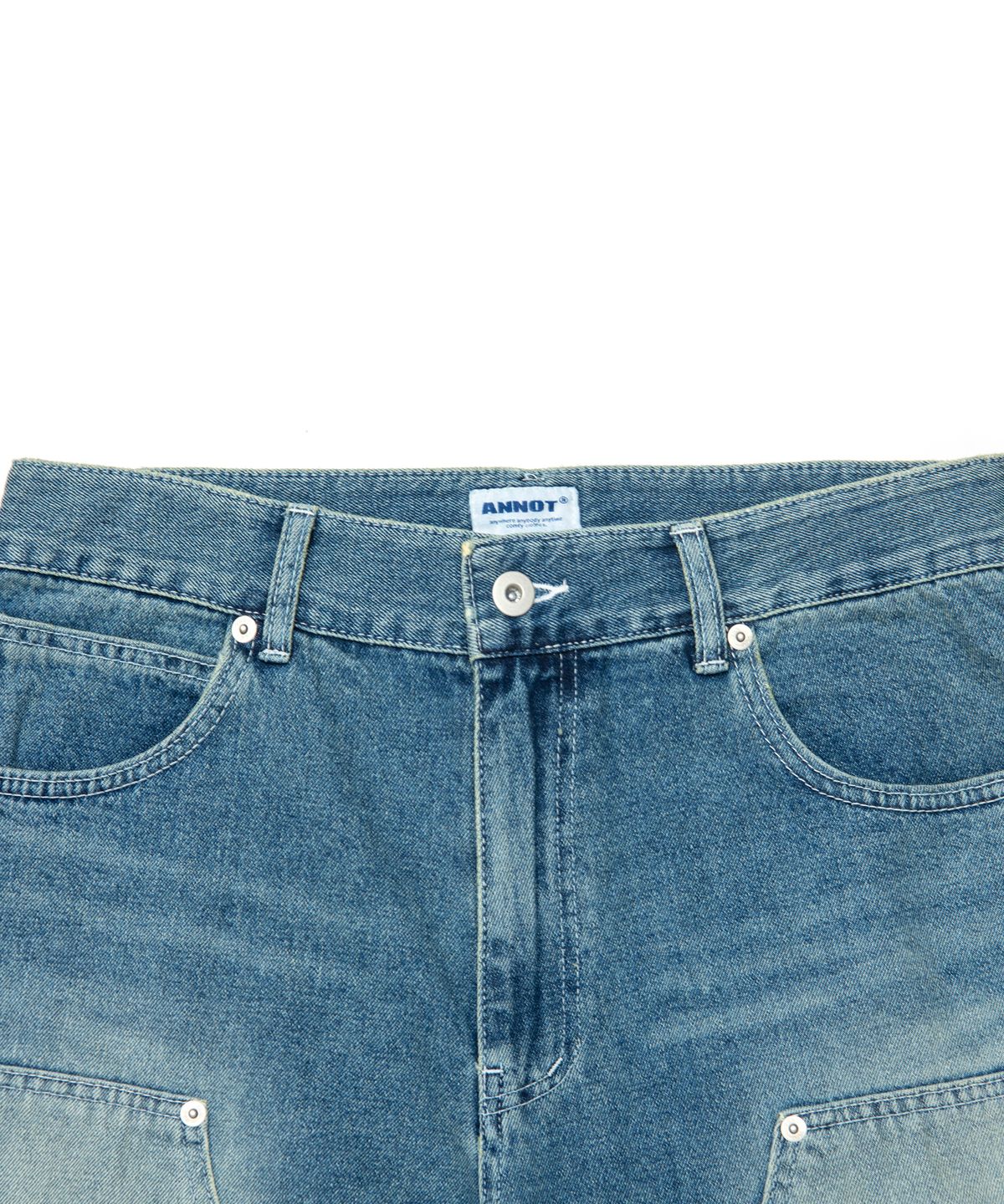 아노트(ANNOT) 더블니 카펜터 데님 쇼츠 라이트블루