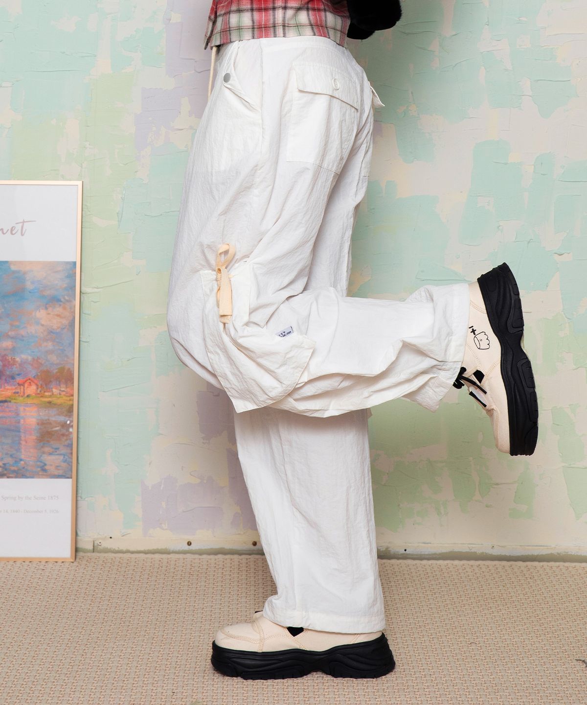 루나키후(RuNaKi'Hu') WXP008 나일론 버킷포켓 팬츠 (WHITE)