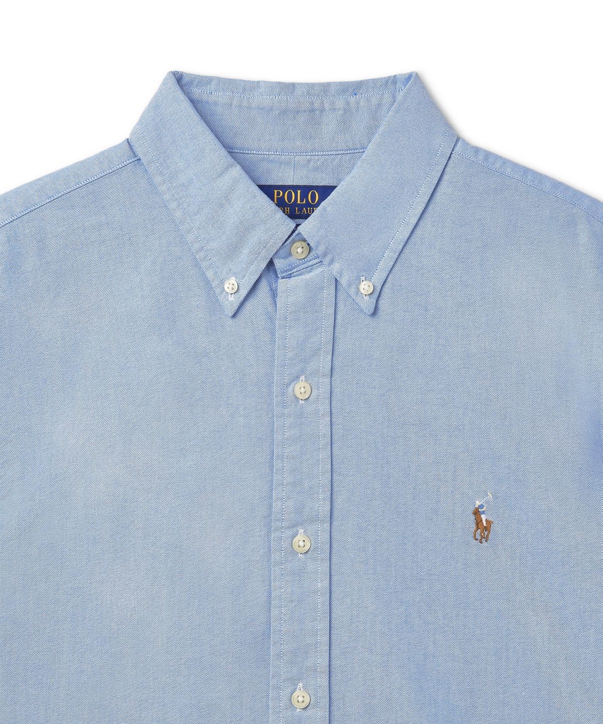 폴로 랄프 로렌(POLO RALPH LAUREN) 커스텀핏 숏슬리브 옥스포드 셔츠 - 블루