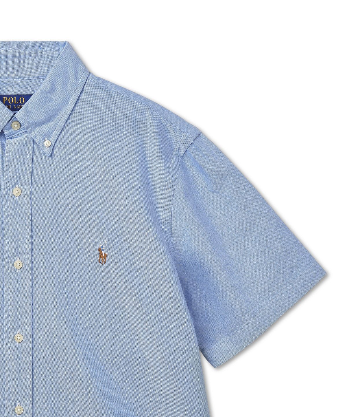 폴로 랄프 로렌(POLO RALPH LAUREN) 커스텀핏 숏슬리브 옥스포드 셔츠 - 블루