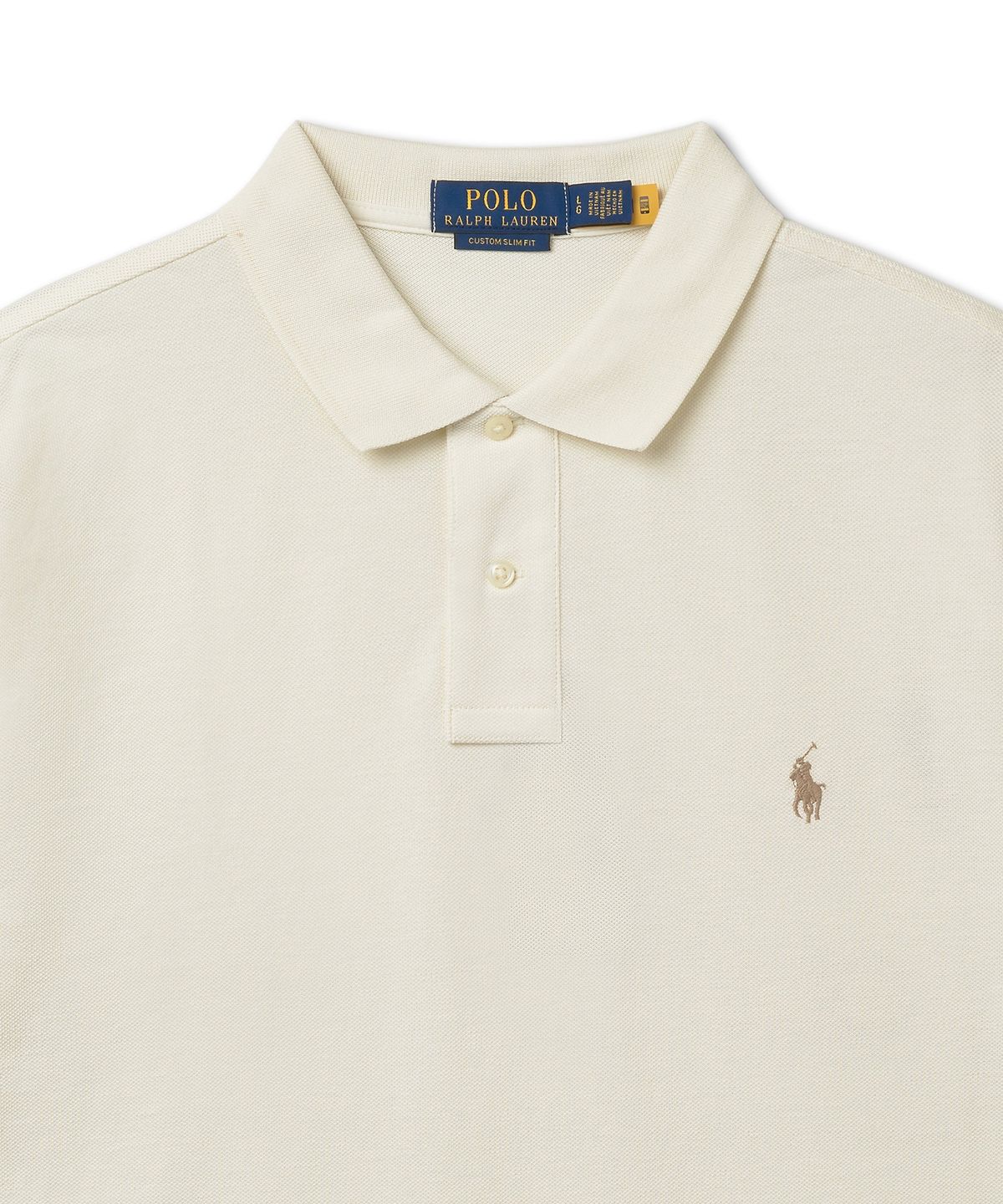 폴로 랄프 로렌(POLO RALPH LAUREN) 커스텀 슬림핏 메시 폴로 셔츠 - 내추럴