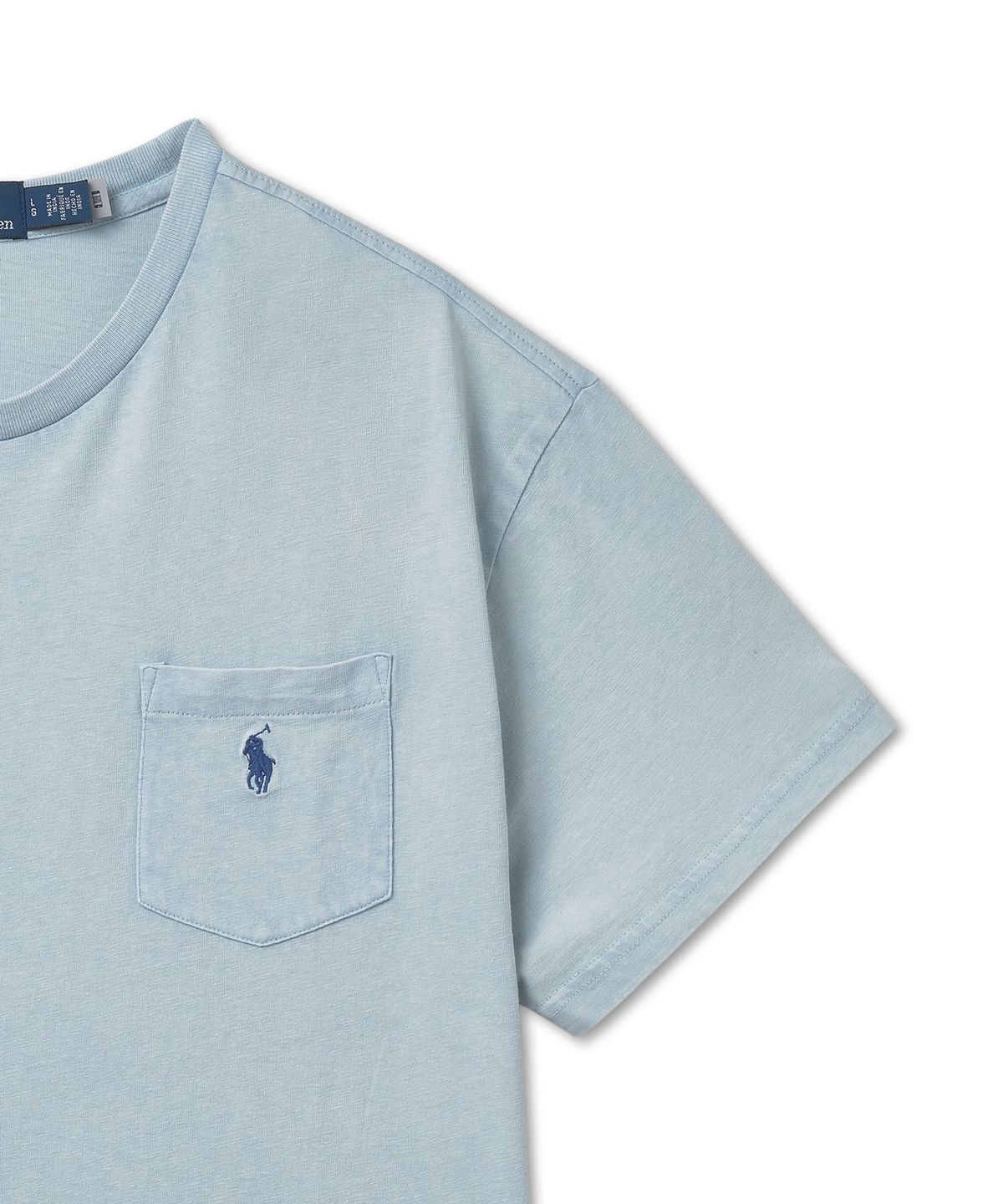 폴로 랄프 로렌(POLO RALPH LAUREN) 클래식핏 코튼 린넨 포켓 티셔츠 - 블루