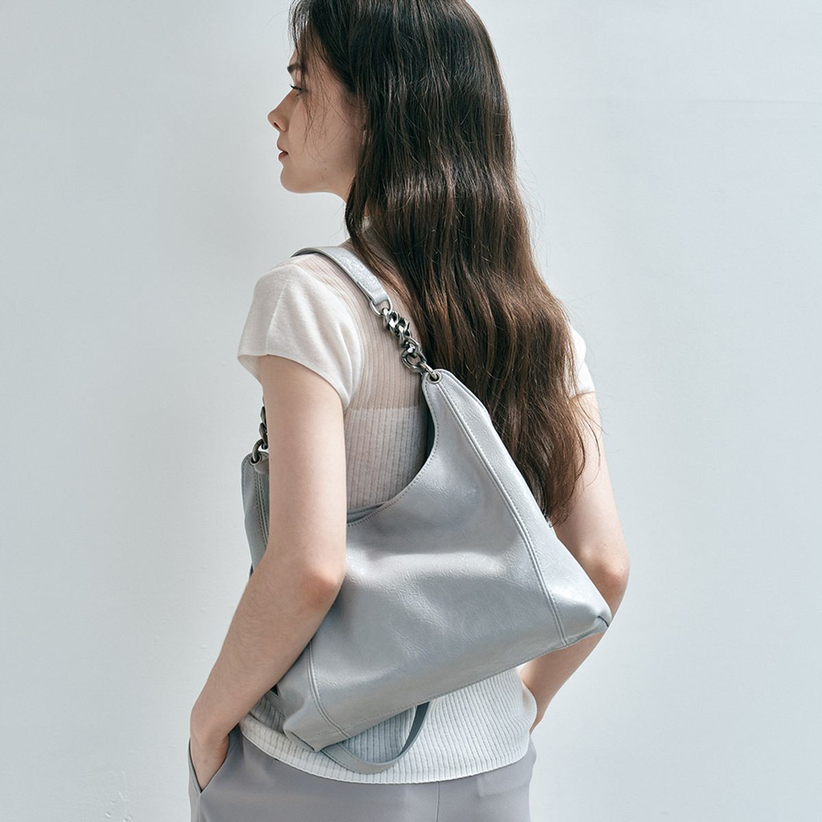 웬스데이딜라잇(WEDNESDAY DELIGHT) WD_Crumple shoulder bag_GRAY