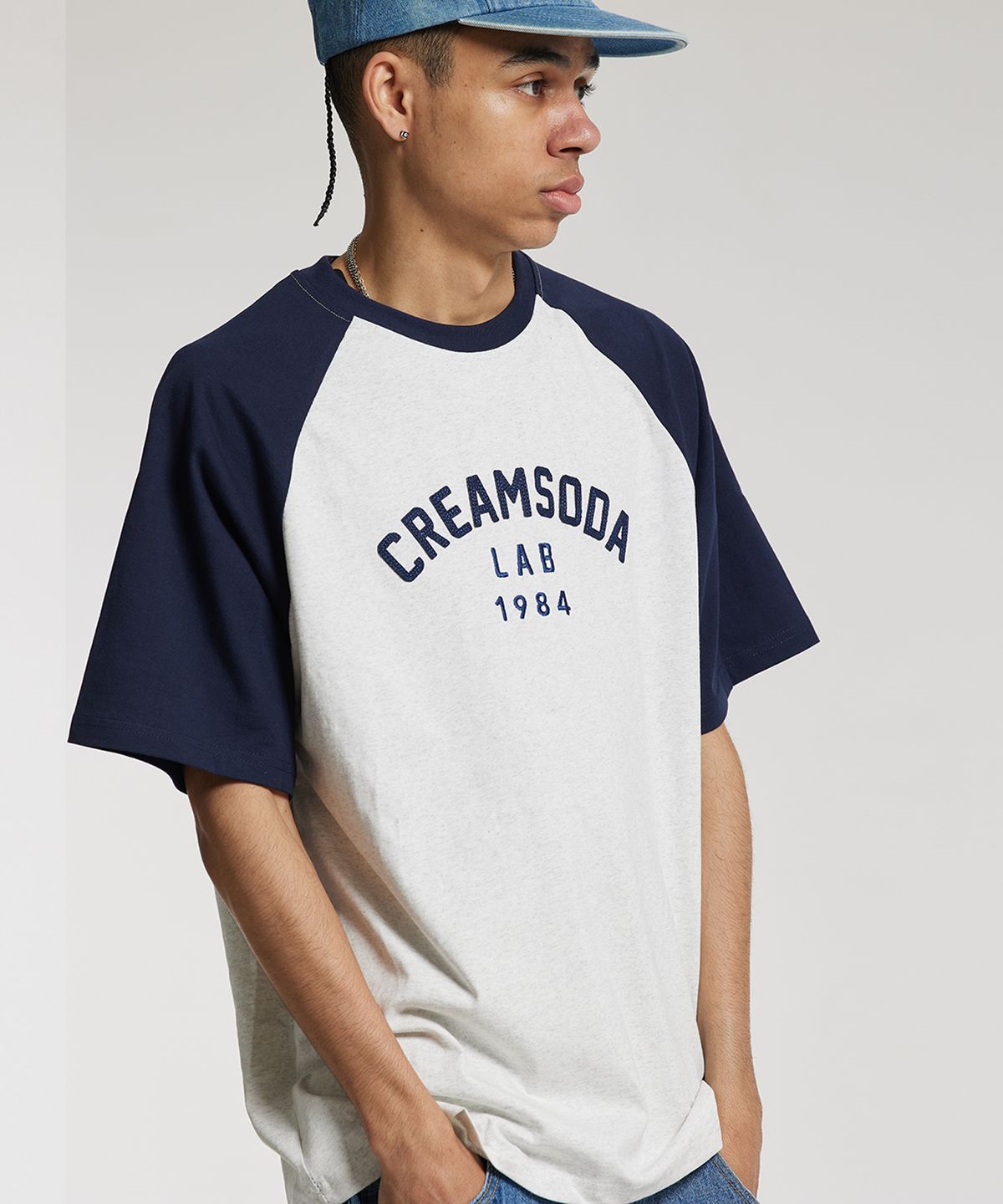 크림소다랩(CREAM SODA LAB) CRSDL 나그랑 반팔티 네이비