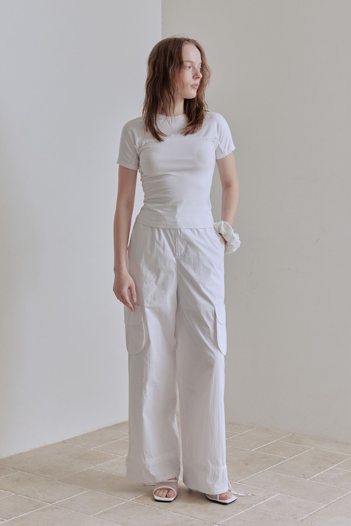 애프터아워즈(AFTERHOURS) RAW CUT LINE HALF TOP (WHITE)