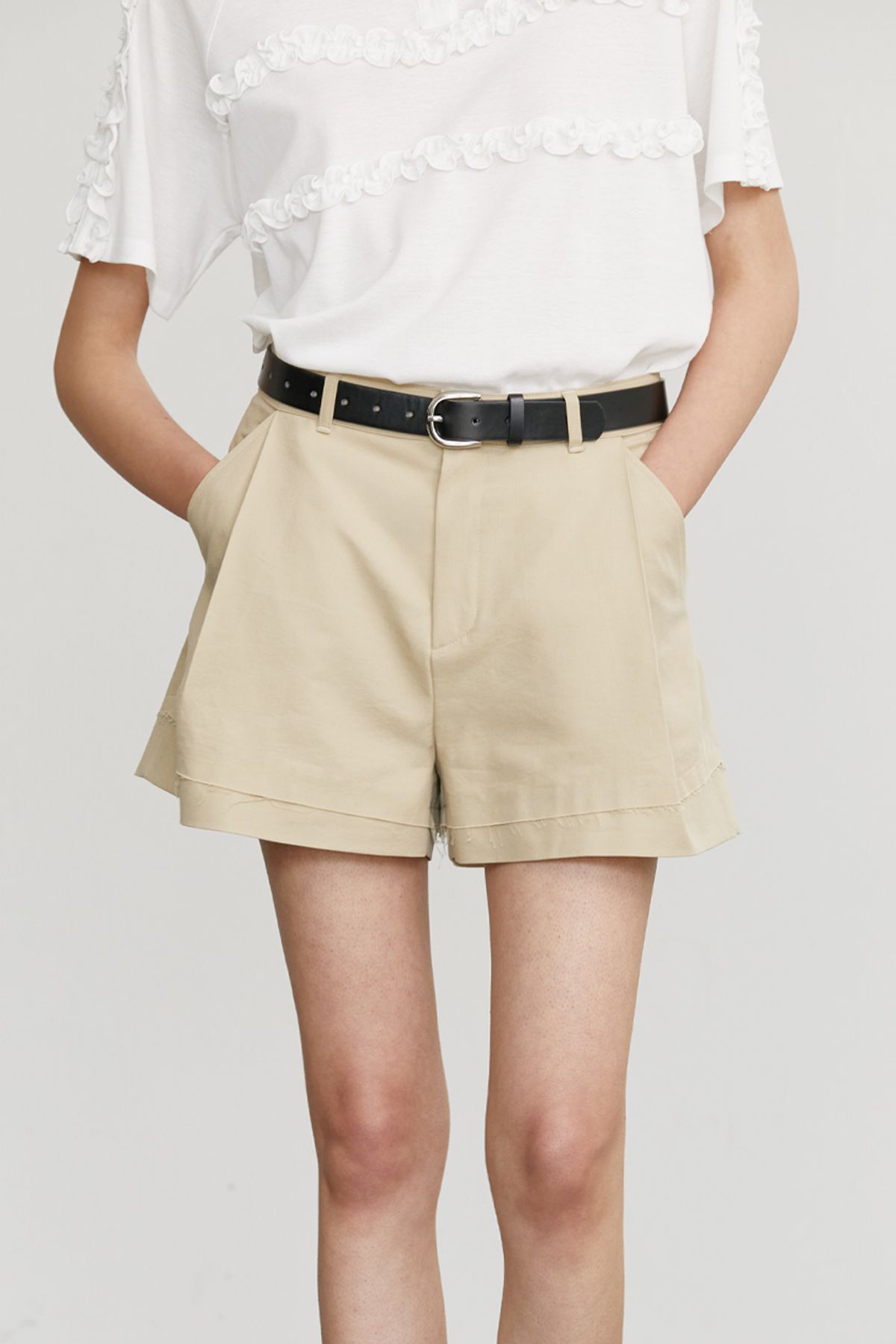 애프터아워즈(AFTERHOURS) COTTON RAW CUT SHORTS (BEIGE)