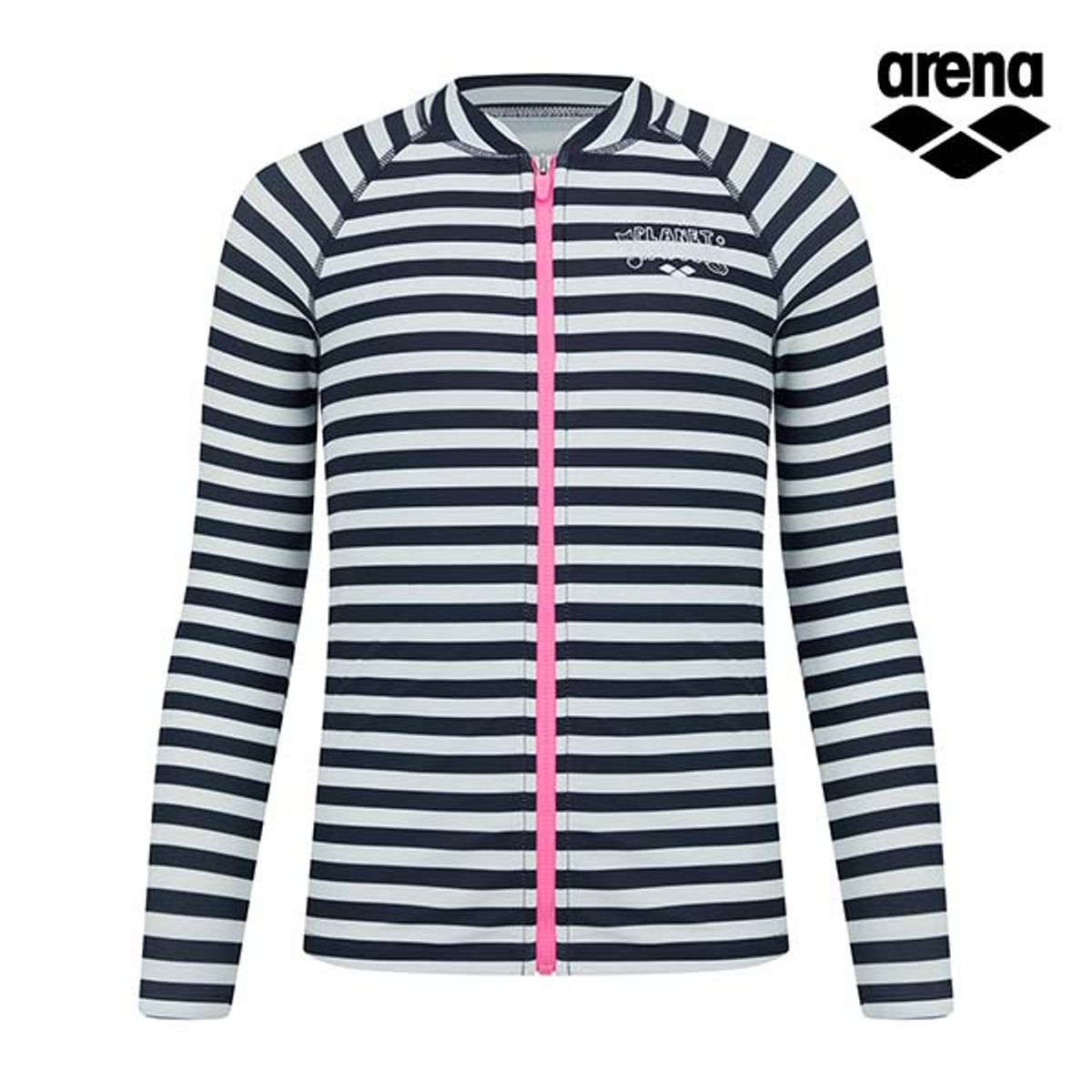 아레나 키즈(ARENA KIDS) 마린 걸즈 아동 레저 집업 래쉬가드 A4BG1GC03NVY