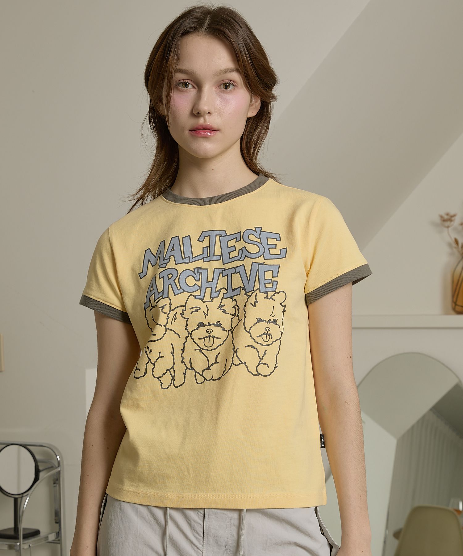 ★WAIKEI★ Maltese archive line graphic ringer short sleeve MUSINSA | WAI KEI Maltese Archive Line Graphic Ringer Short