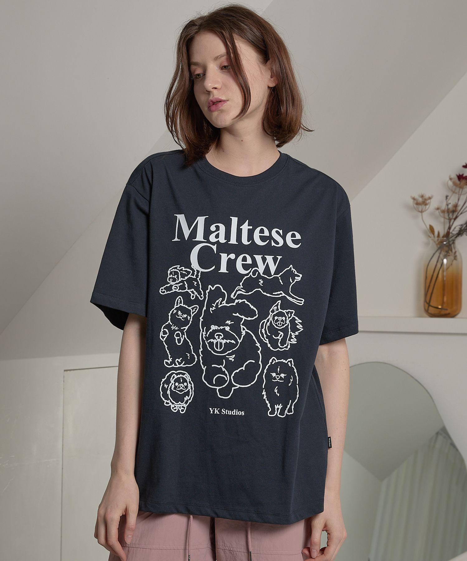 ★WAIKEI★ Maltese CCTV Short Sleeve T-shirt Navy YKBD02TS10 Maltese magazine half sleeve T-shirt NAVY - waikei