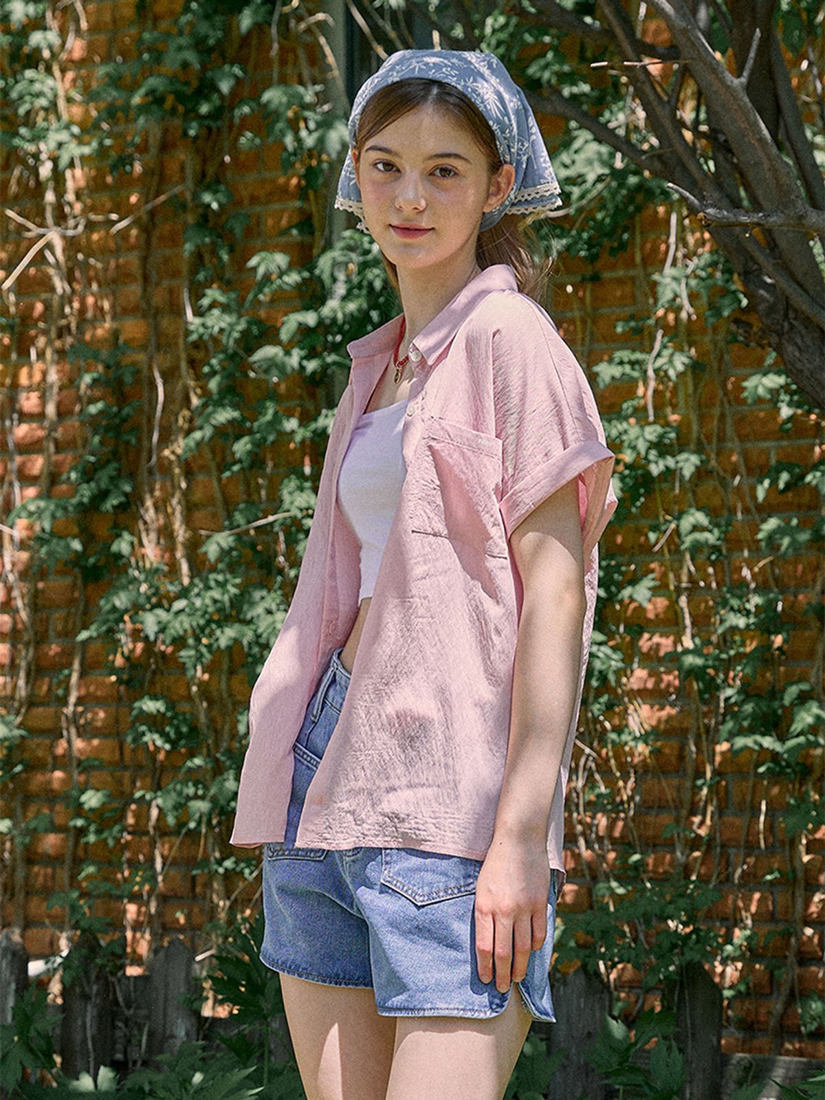 핑크파인애플(PINK PINEAPPLE) DREAMY HALF SHIRT_LIGHT PINK