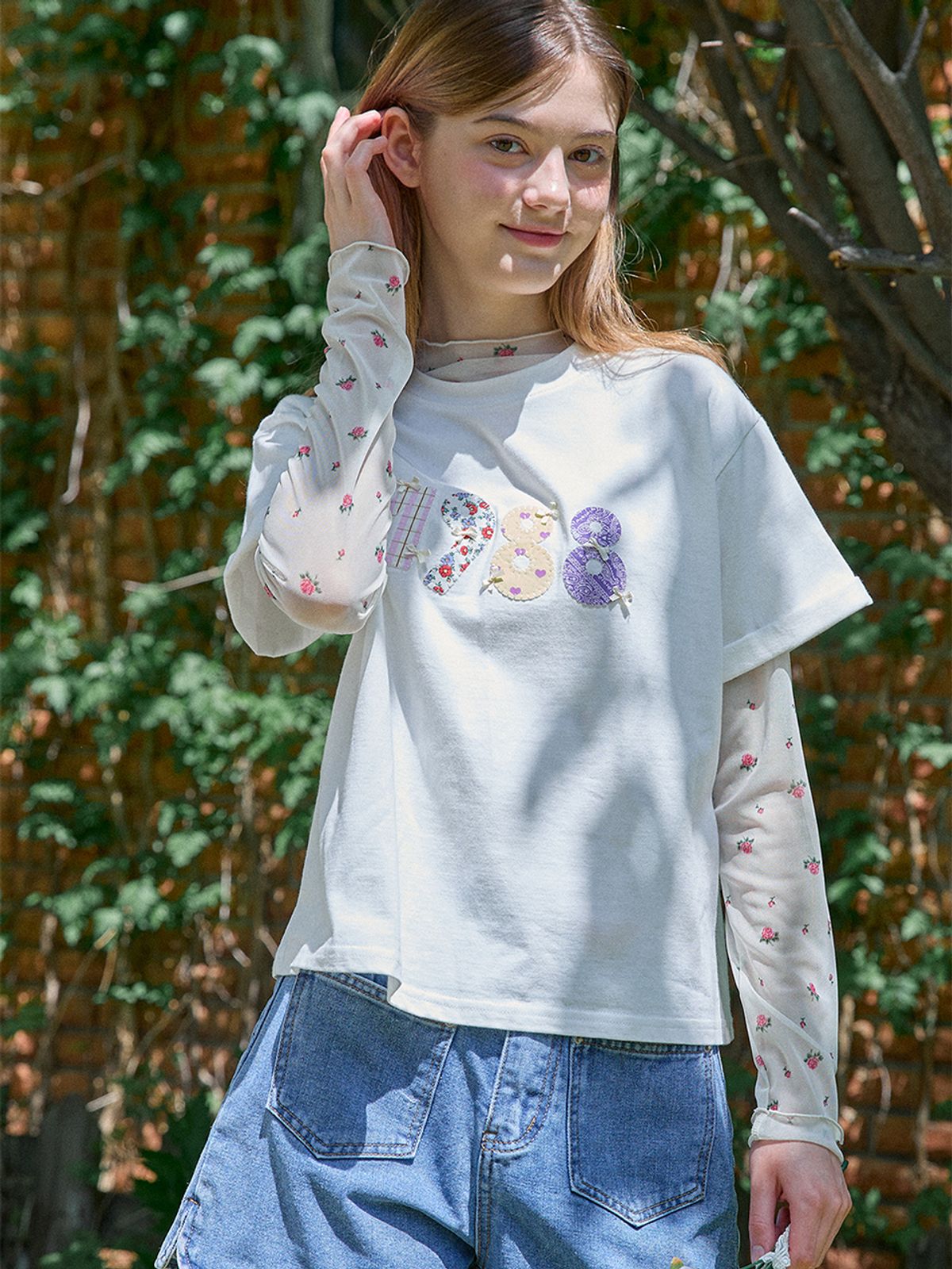 핑크파인애플(PINK PINEAPPLE) ROSE MESH TOP_IVORY