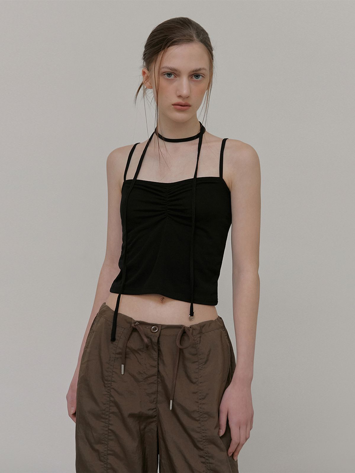 에트몽(ETMON) String Wide Pants, Brown