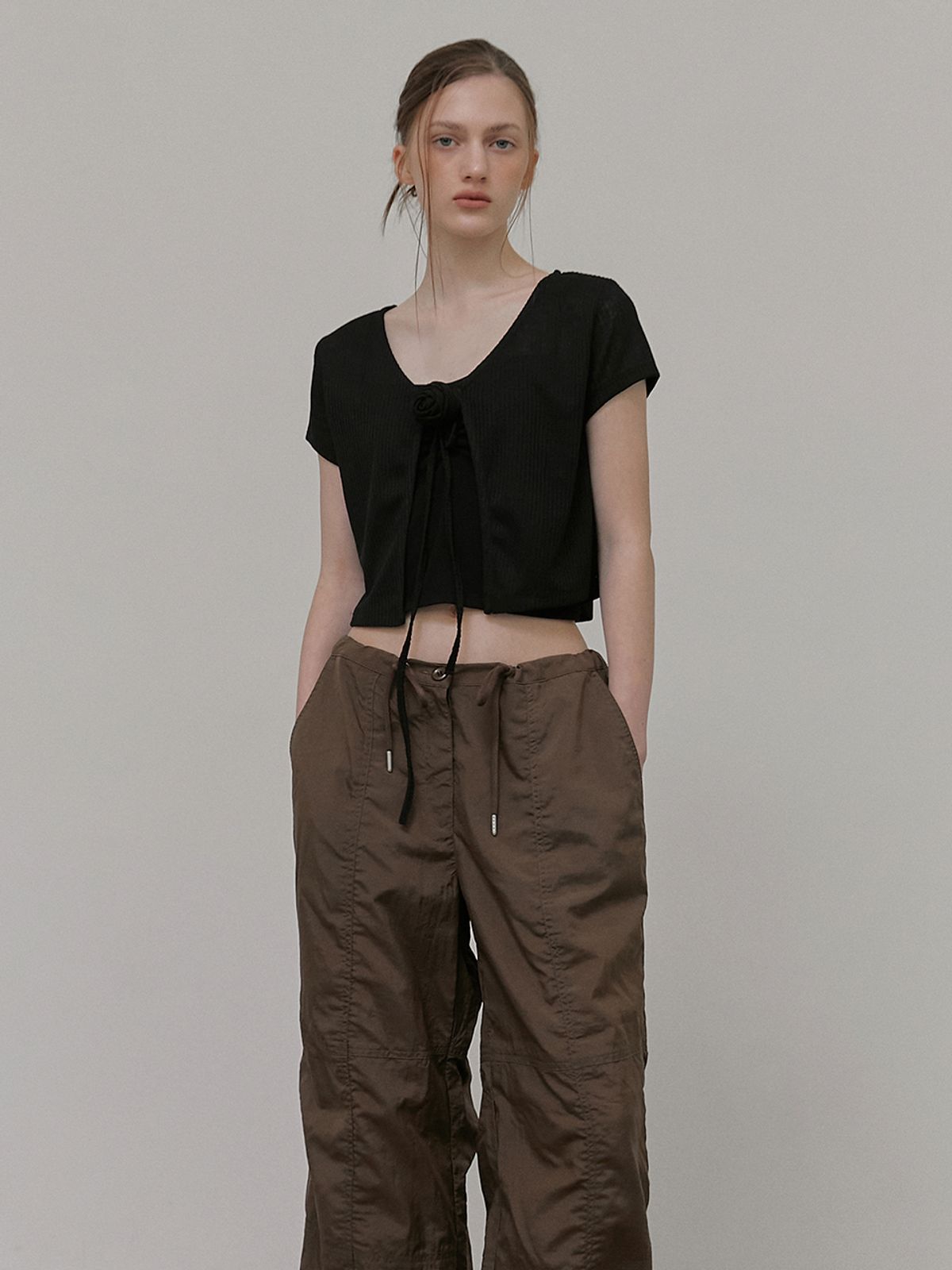 에트몽(ETMON) String Wide Pants, Brown