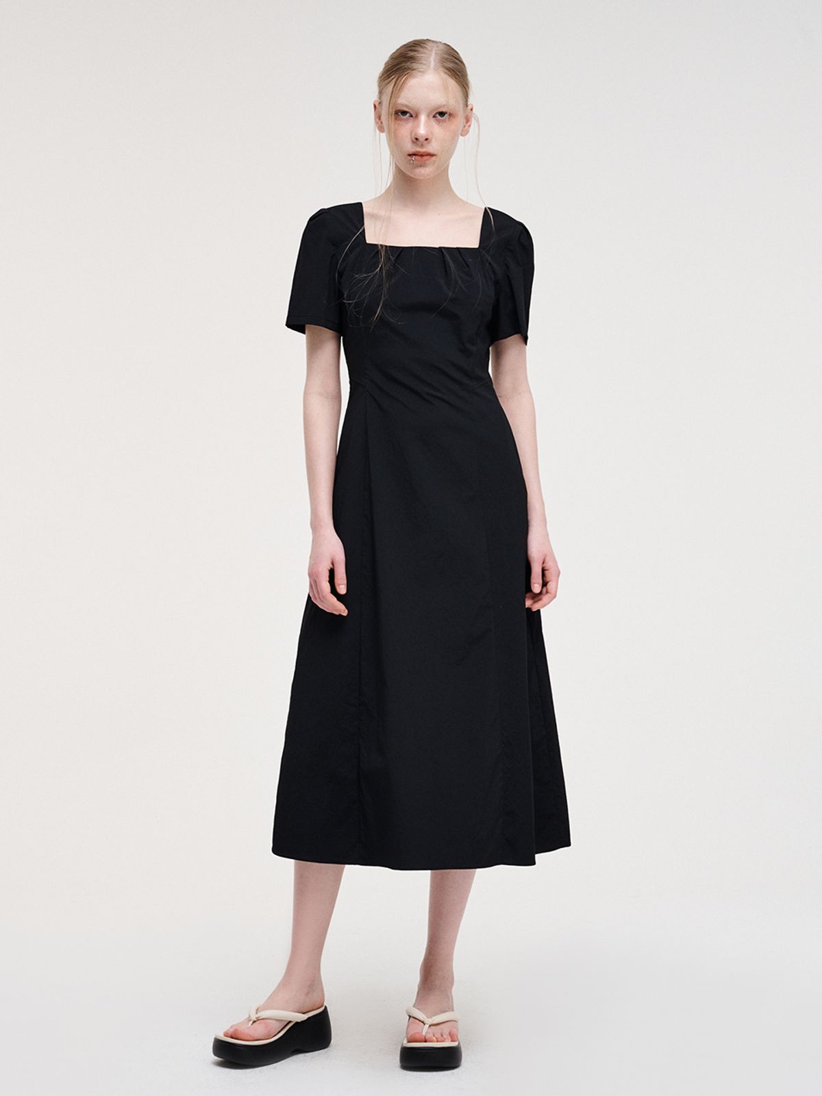 에트몽(ETMON) Bolero Pintuck Dress, Black