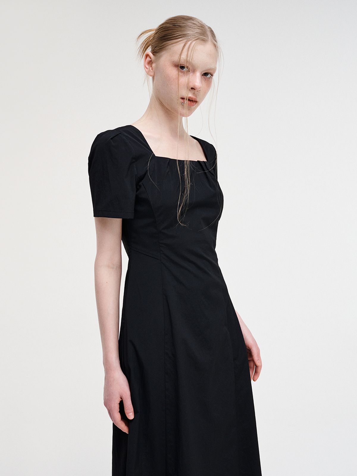 에트몽(ETMON) Bolero Pintuck Dress, Black
