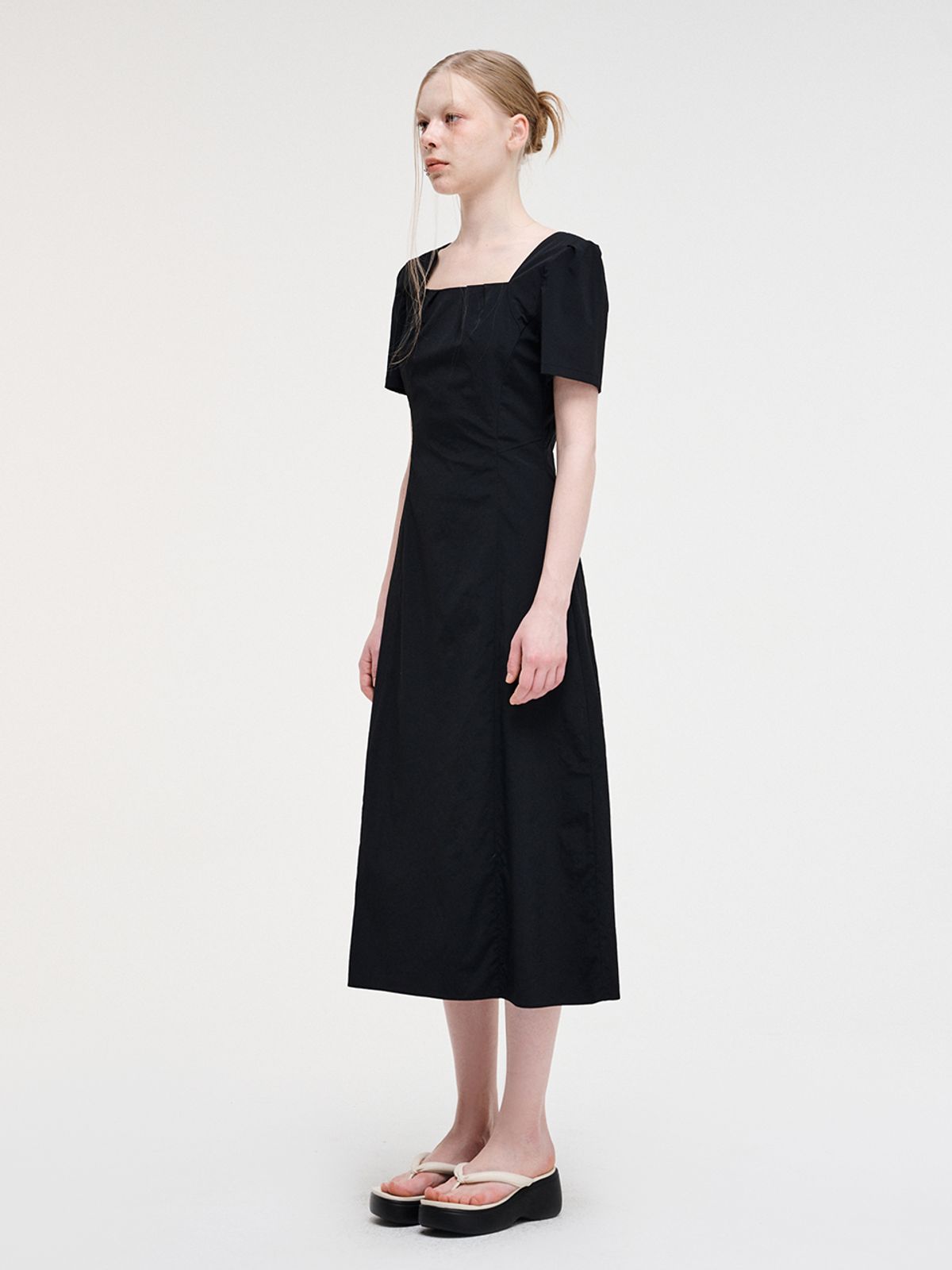 에트몽(ETMON) Bolero Pintuck Dress, Black