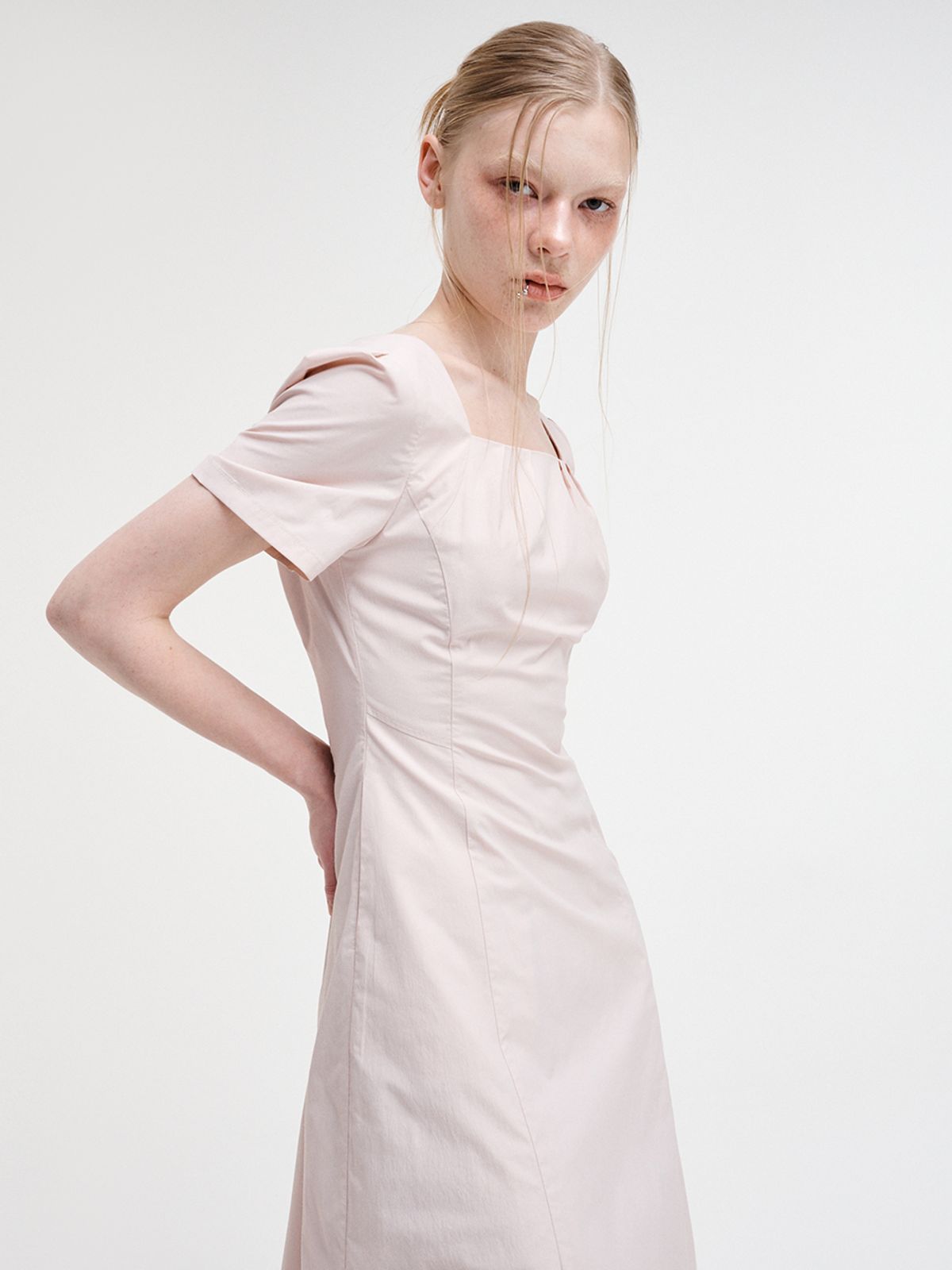 에트몽(ETMON) Bolero Pintuck Dress, Pink