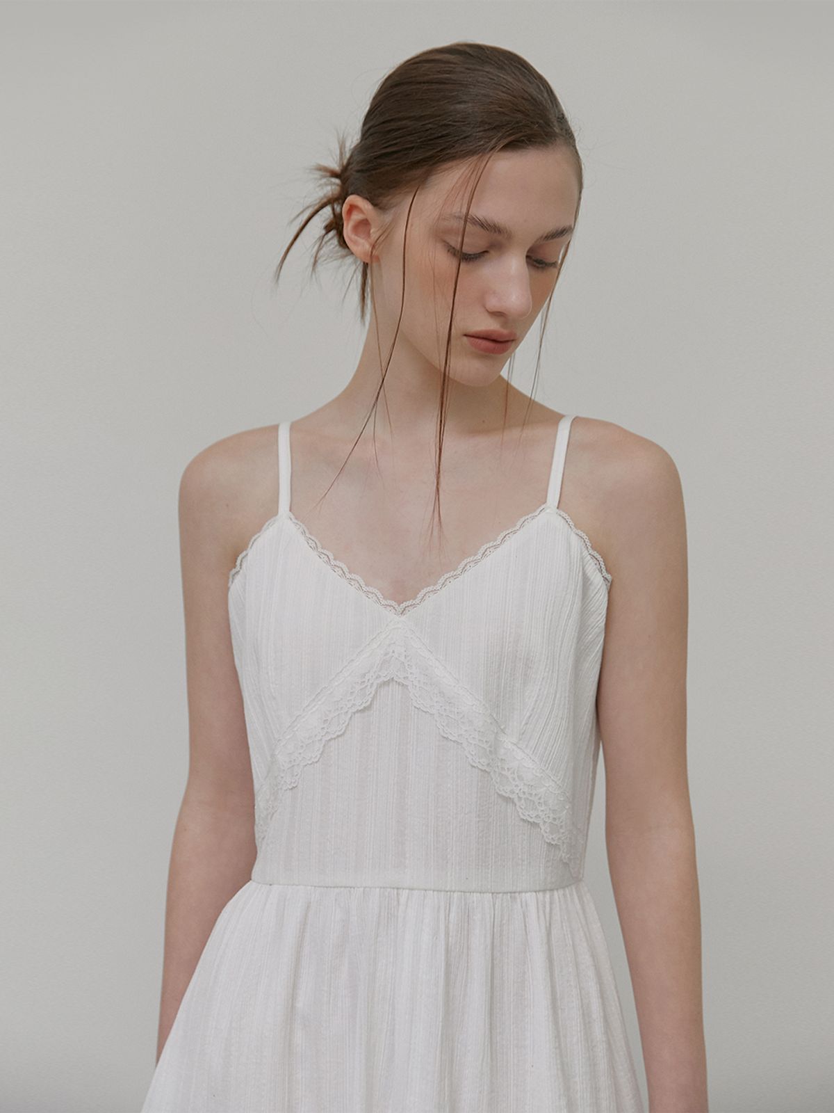 에트몽(ETMON) Slip Lace Mini Dress, White