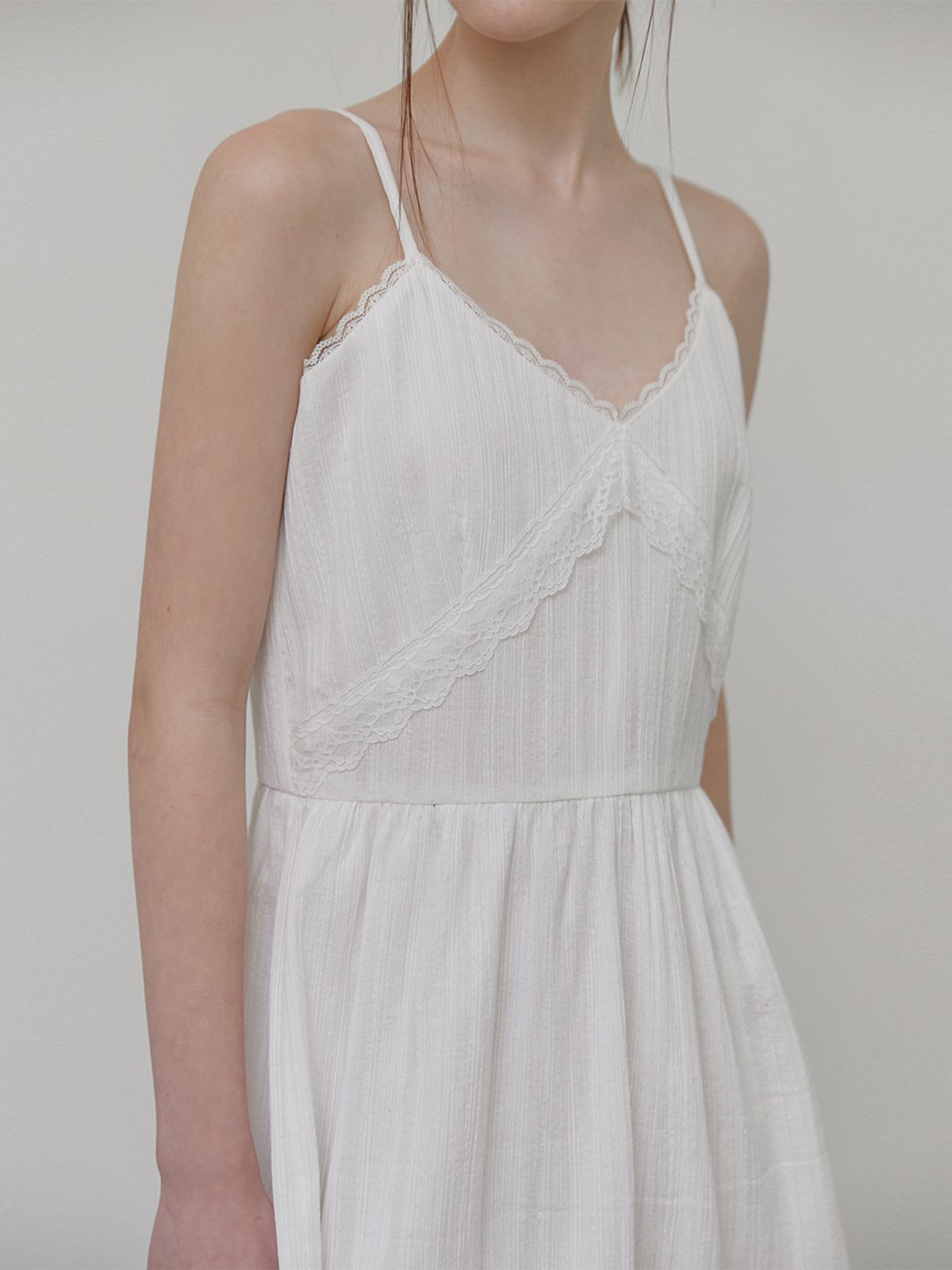 에트몽(ETMON) Slip Lace Mini Dress, White