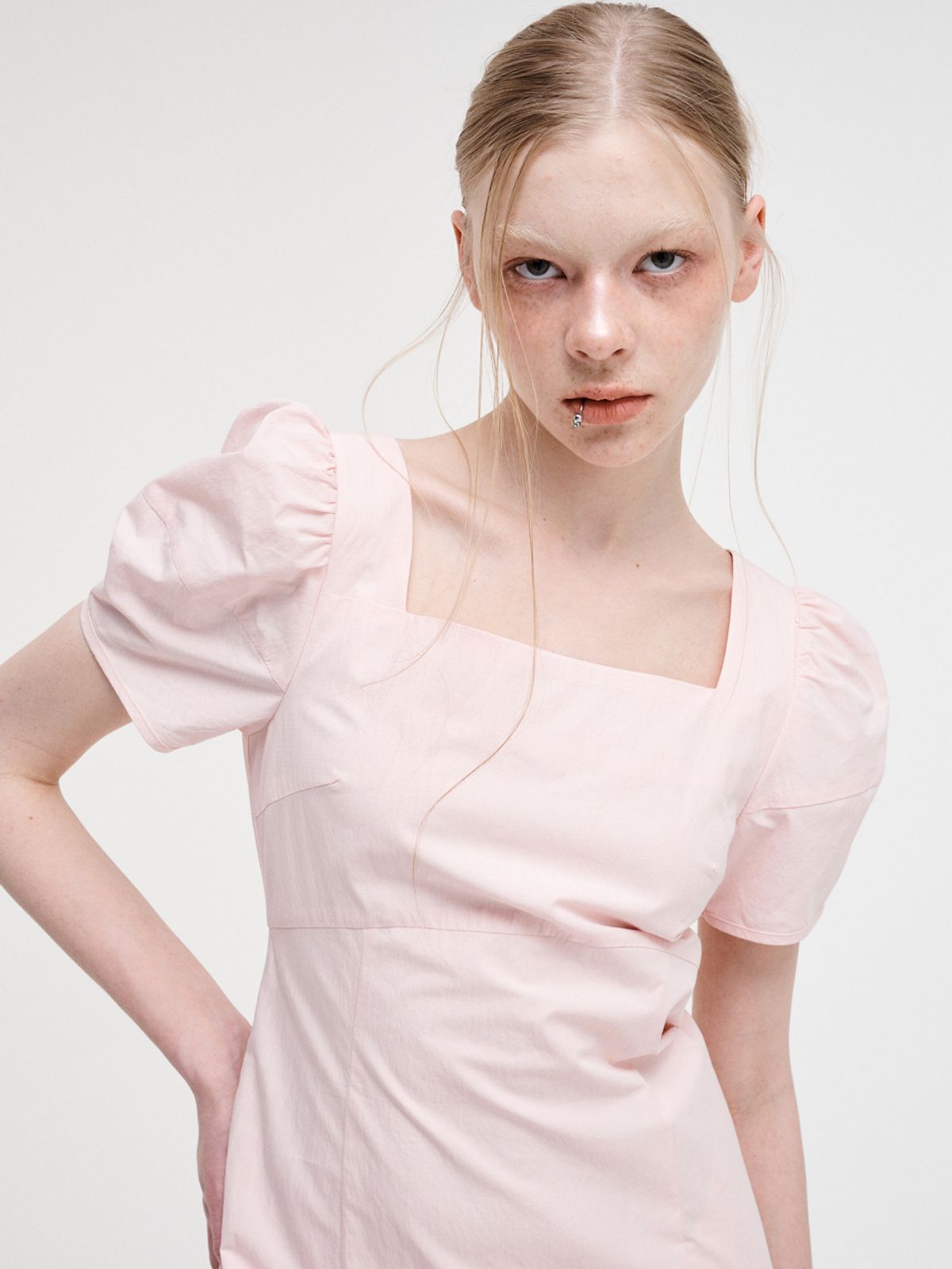 에트몽(ETMON) Square Puff Mini Dress, Pink