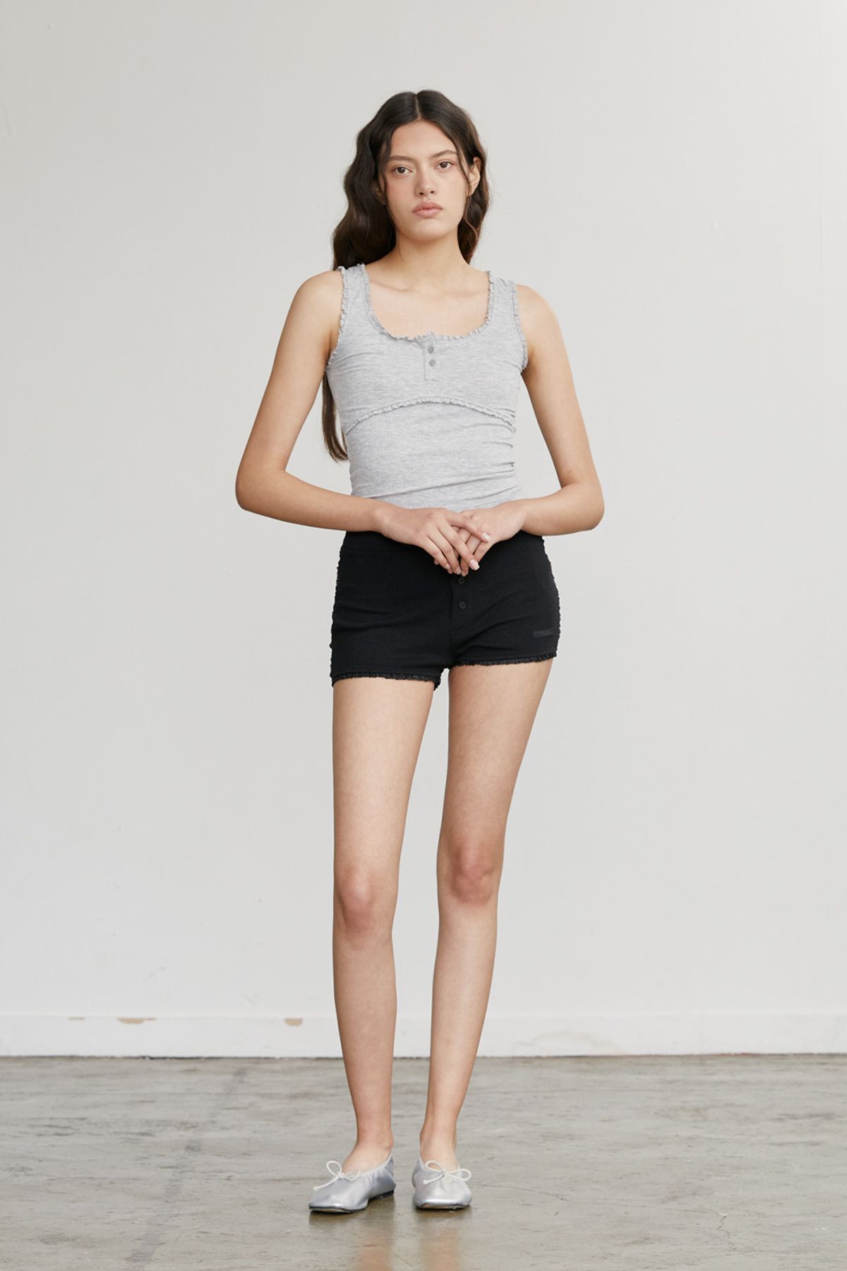애프터아워즈(AFTERHOURS) LACE BRIEF SHORTS (BLACK)