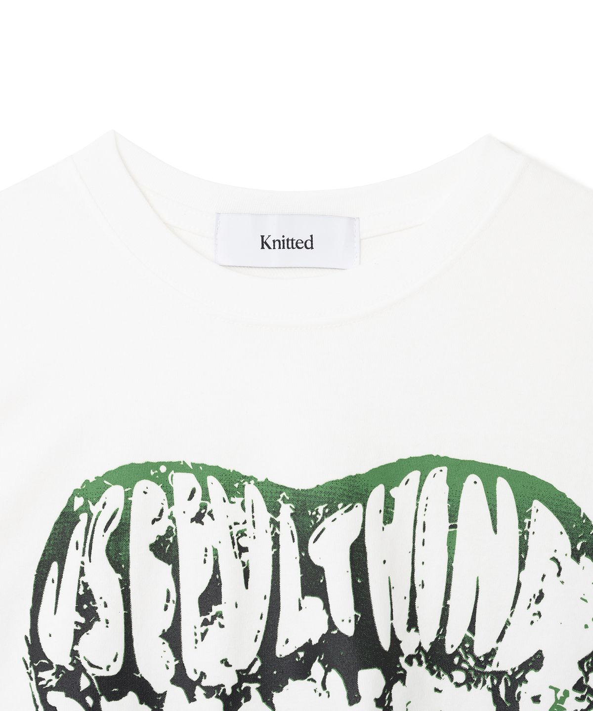 니티드(KNITTED) (W) 빈티지 하트 티셔츠 WHITE-GREEN