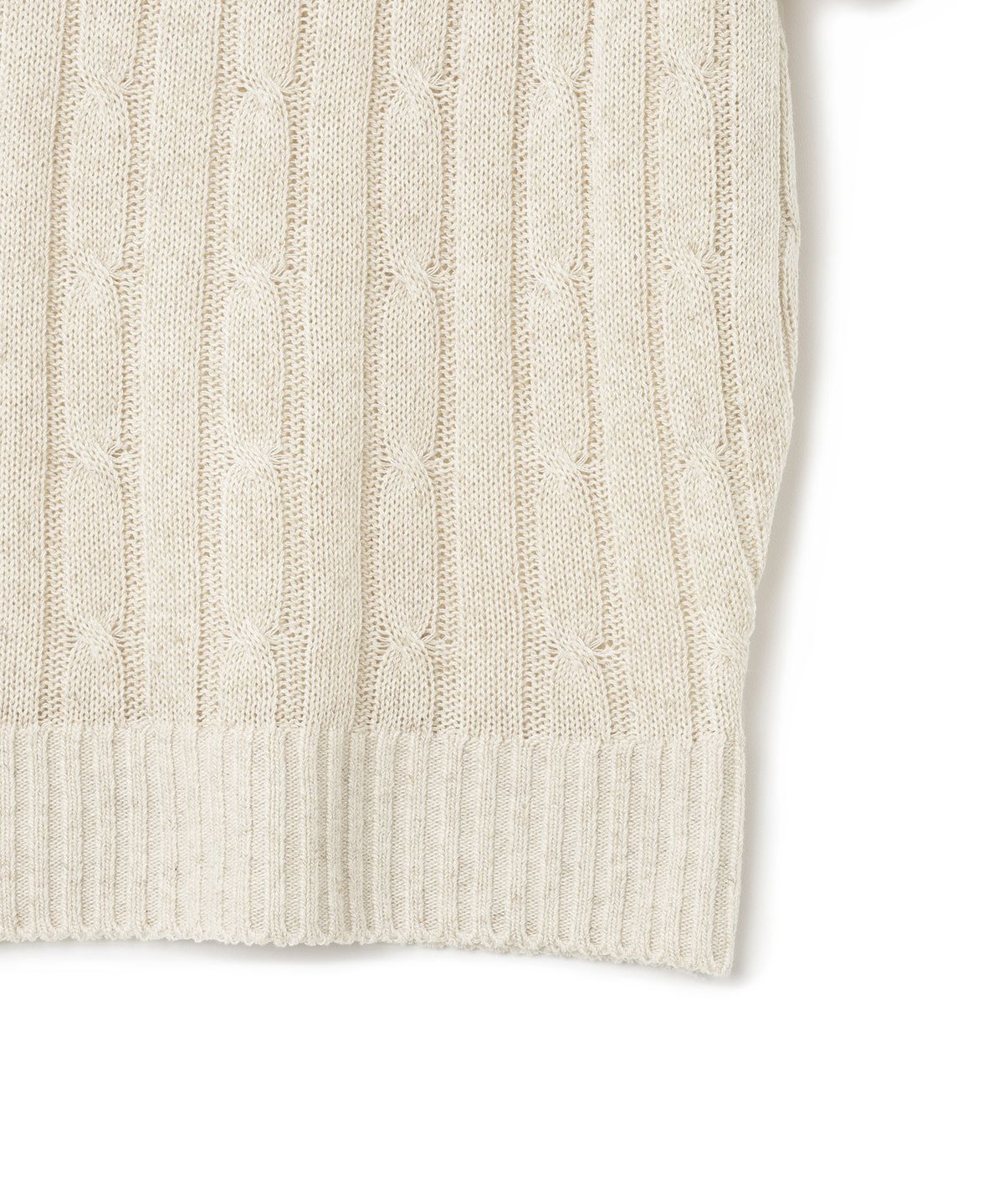 니티드(KNITTED) (W) 린넨 케이블 카라 크롭 하프 니트 OATMEAL