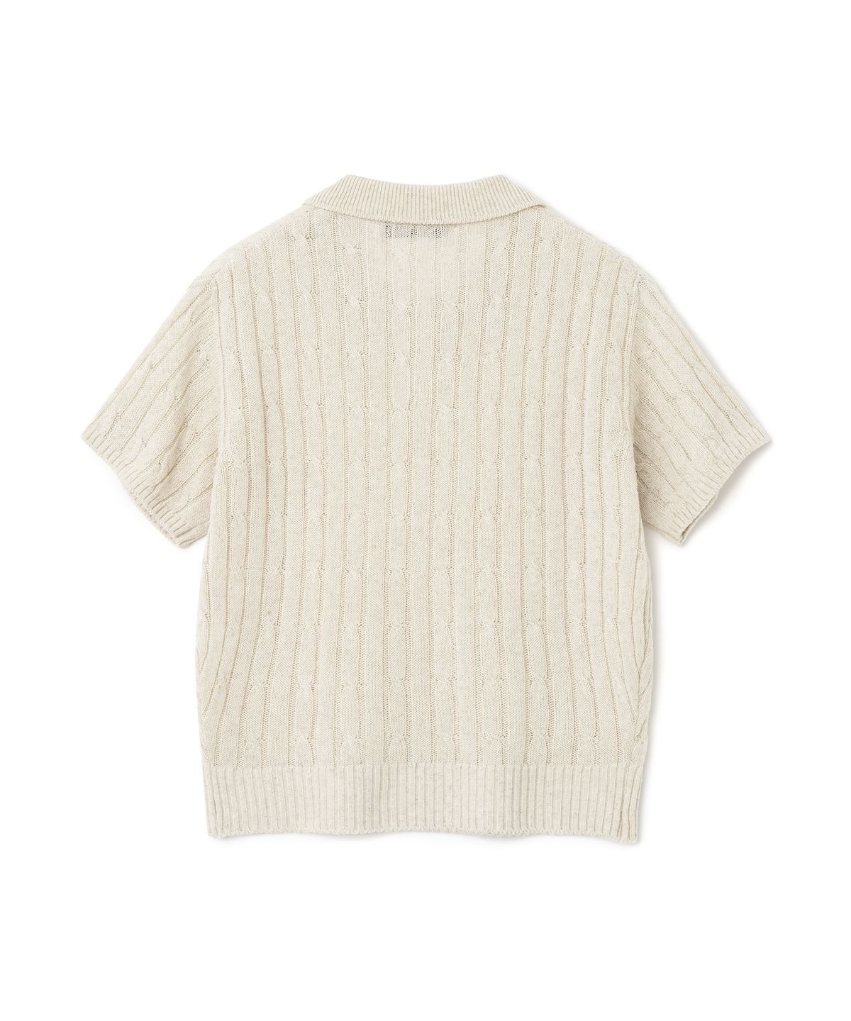 니티드(KNITTED) (W) 린넨 케이블 카라 크롭 하프 니트 OATMEAL
