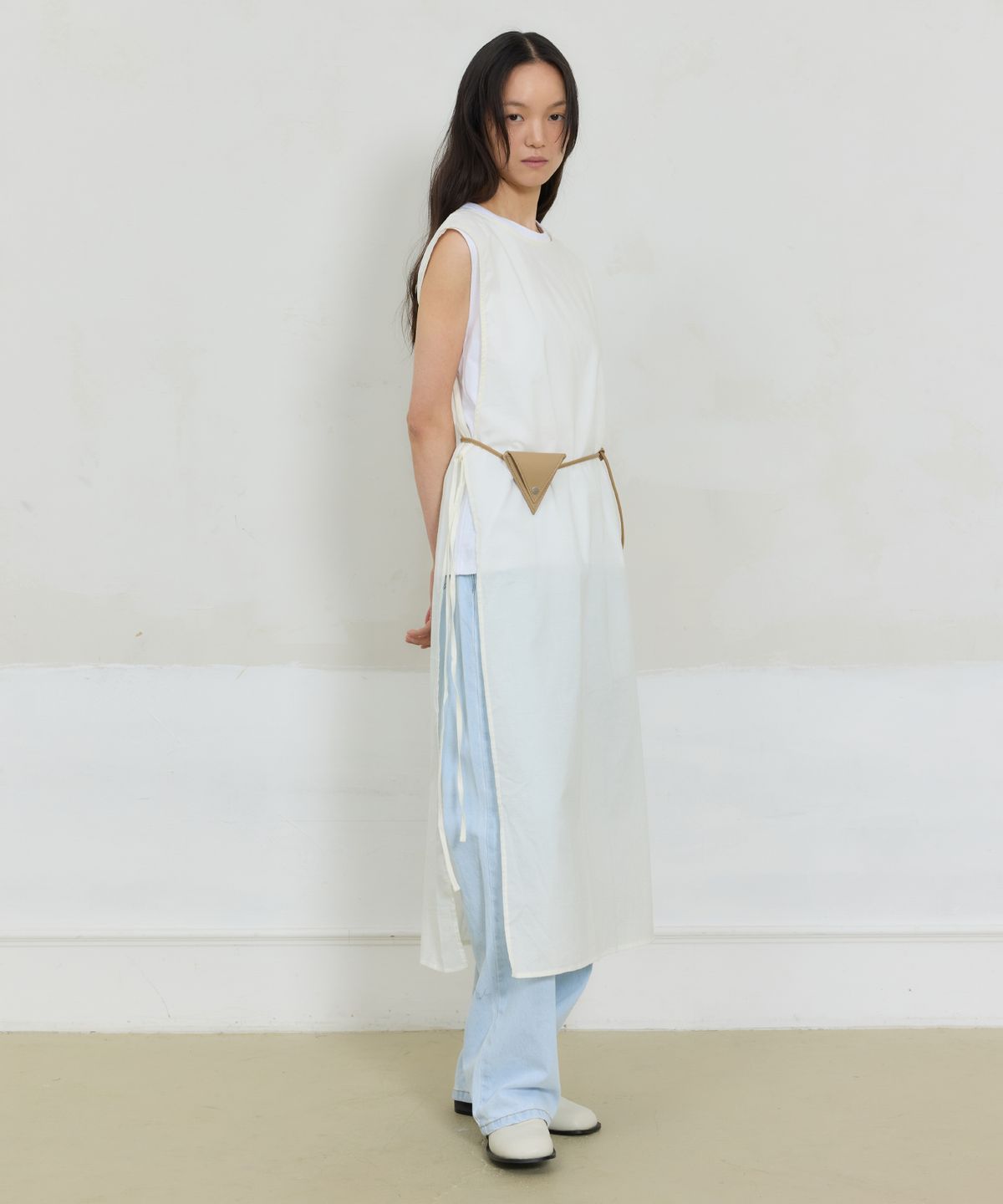 줄리아페페(JULIAPEPE) Sheer Layered Slit Dress (Cream)