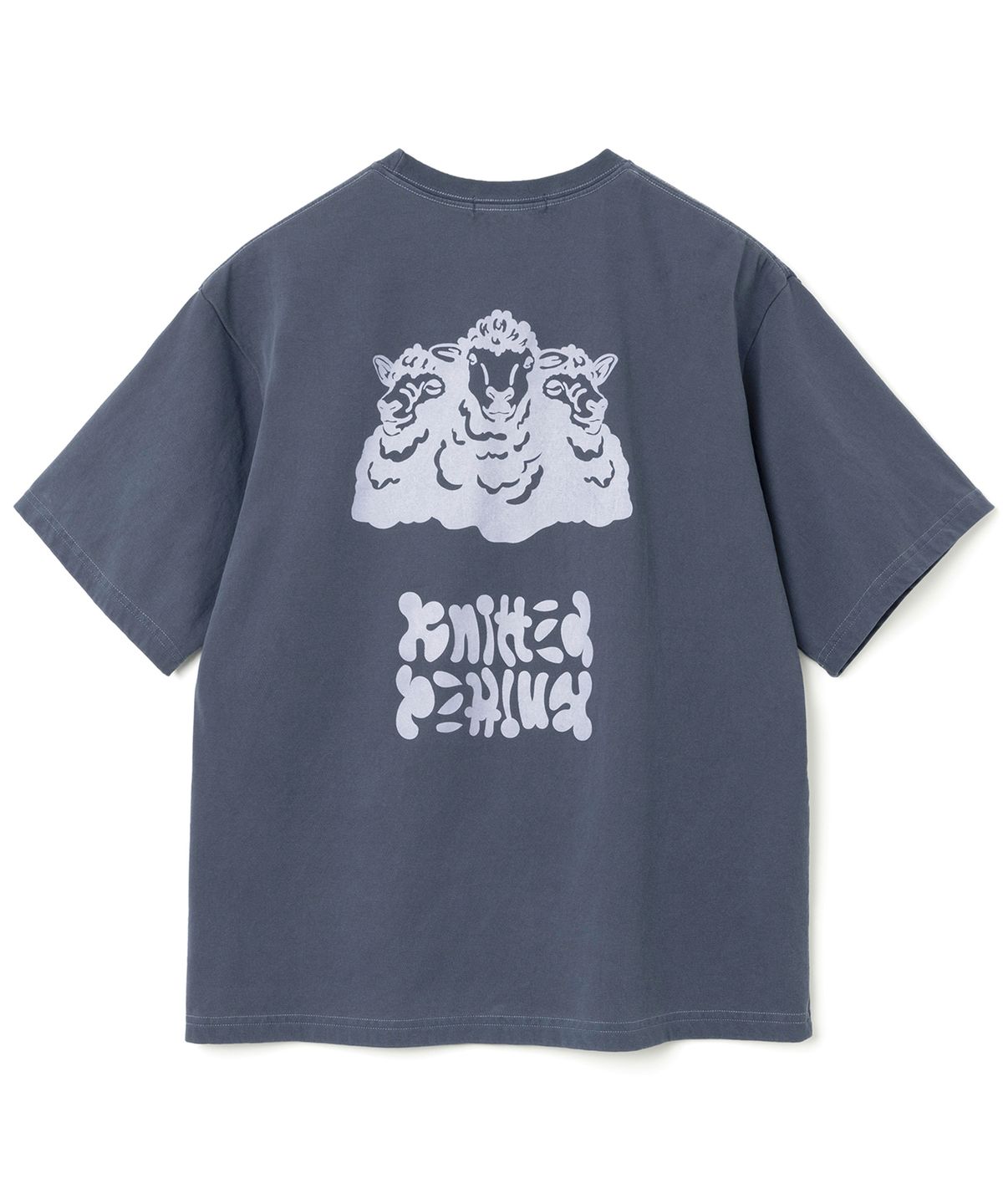 니티드(KNITTED) 피그먼트 쉽 그래픽 티셔츠 WASHING BLUE