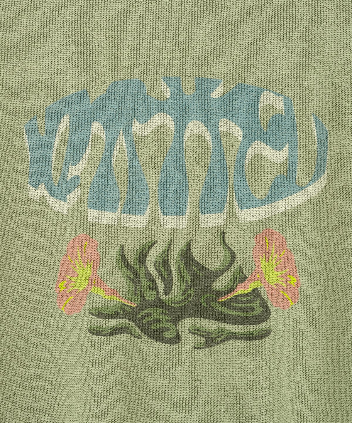 니티드(KNITTED) 쿨에버 플라워 프린팅 하프 니트 SAGE GREEN