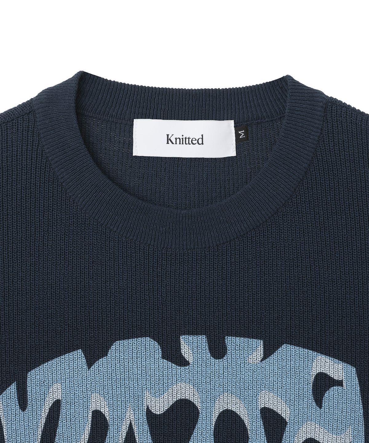 니티드(KNITTED) 쿨에버 플라워 프린팅 하프 니트 NAVY