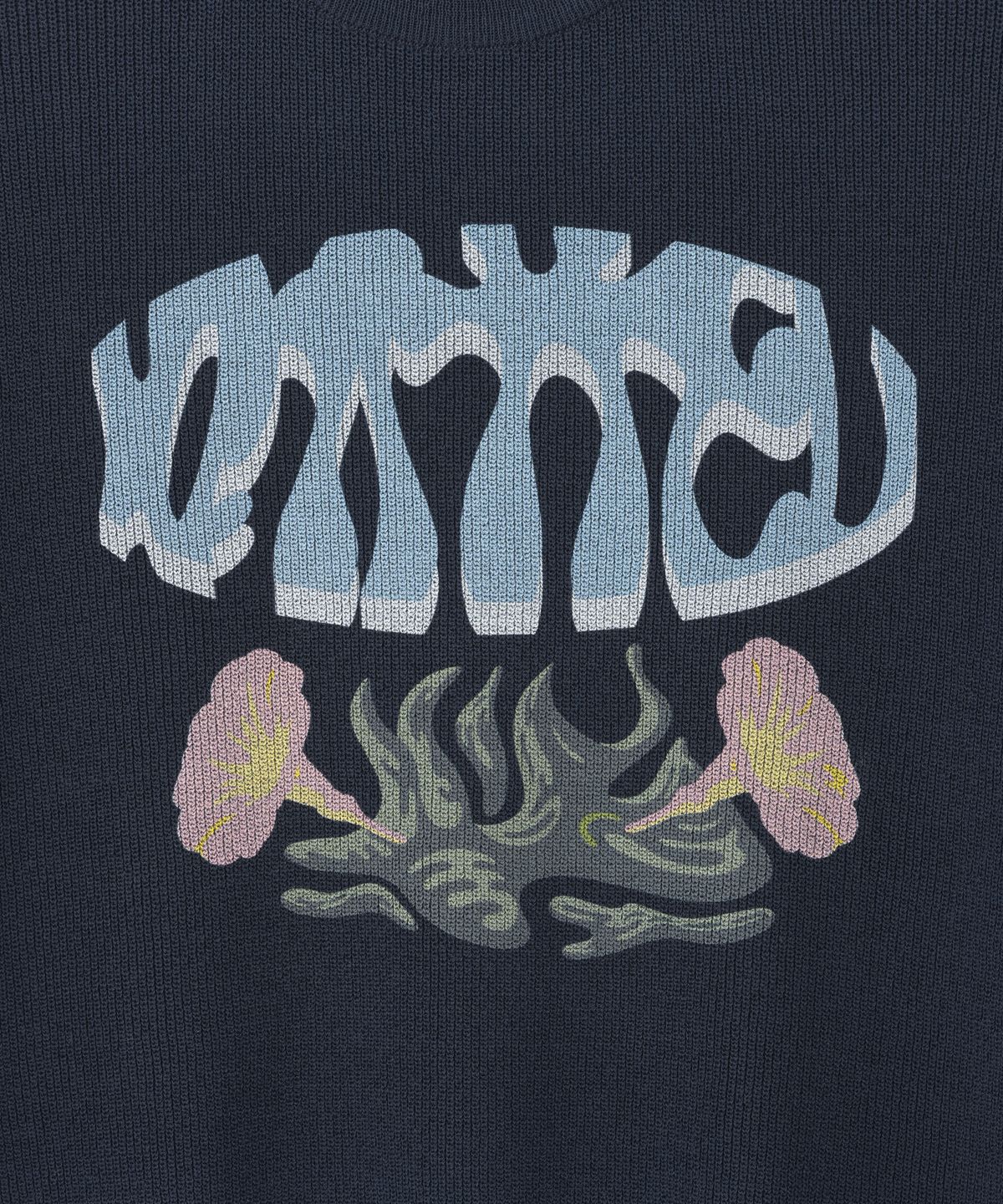 니티드(KNITTED) 쿨에버 플라워 프린팅 하프 니트 NAVY