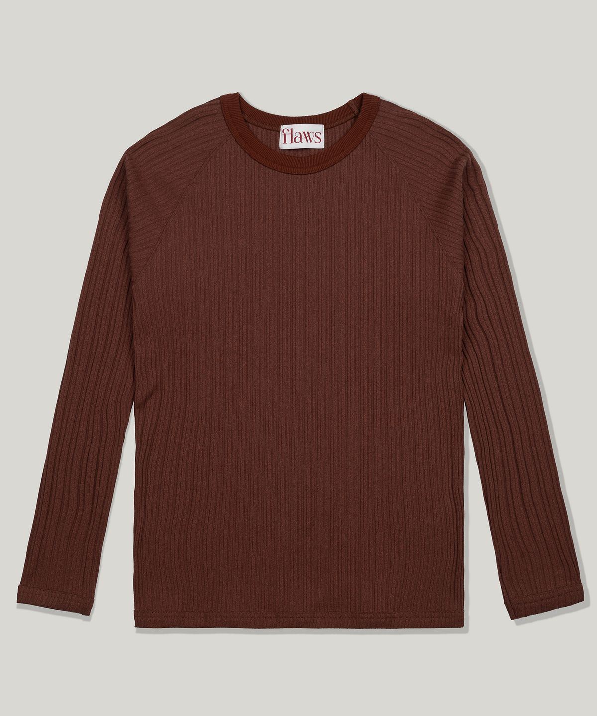 플로즈룸(FLAWSROOM) Ribbed Slim Long Sleeve [REDDISH BROWN]