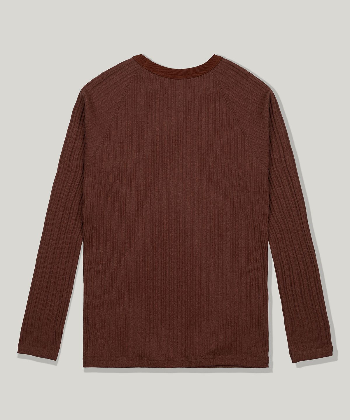 플로즈룸(FLAWSROOM) Ribbed Slim Long Sleeve [REDDISH BROWN]
