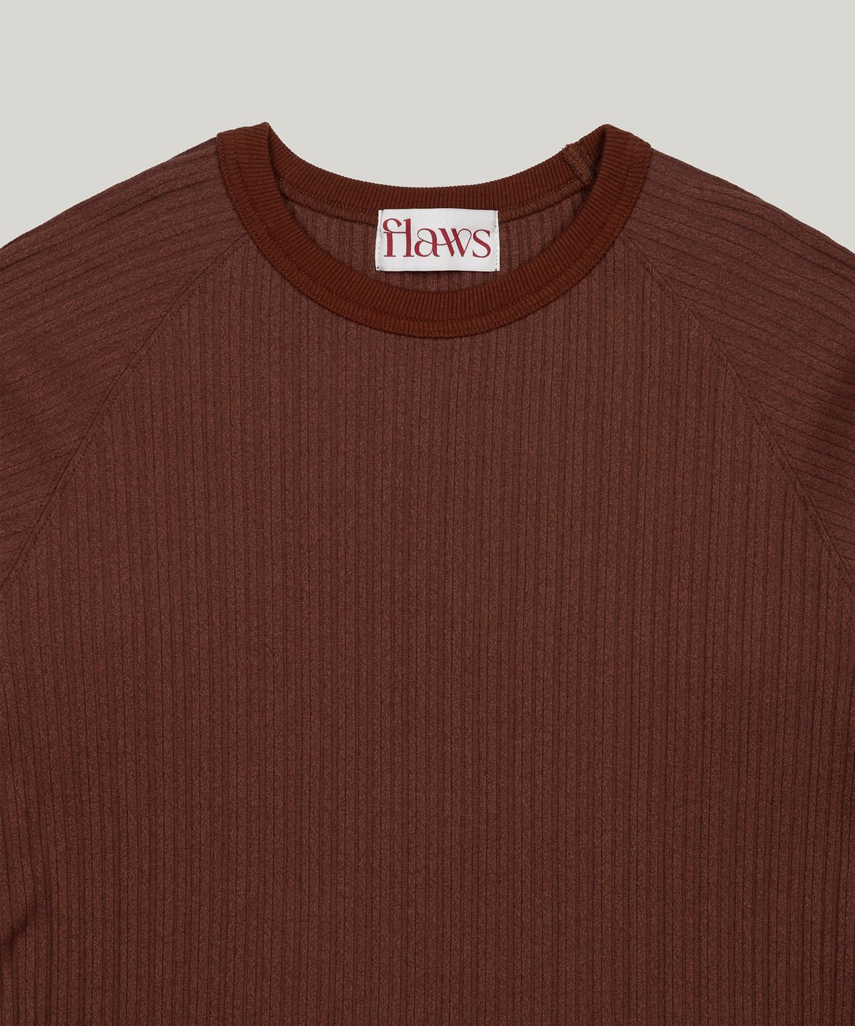 플로즈룸(FLAWSROOM) Ribbed Slim Long Sleeve [REDDISH BROWN]