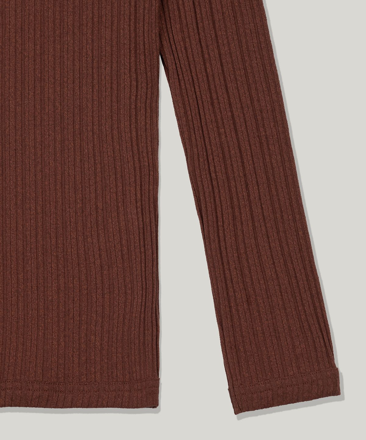 플로즈룸(FLAWSROOM) Ribbed Slim Long Sleeve [REDDISH BROWN]