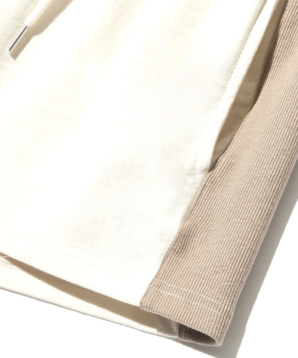 피스메이커(PIECE MAKER) SIDE RIBBED SWEAT SHORTS (CREAM)