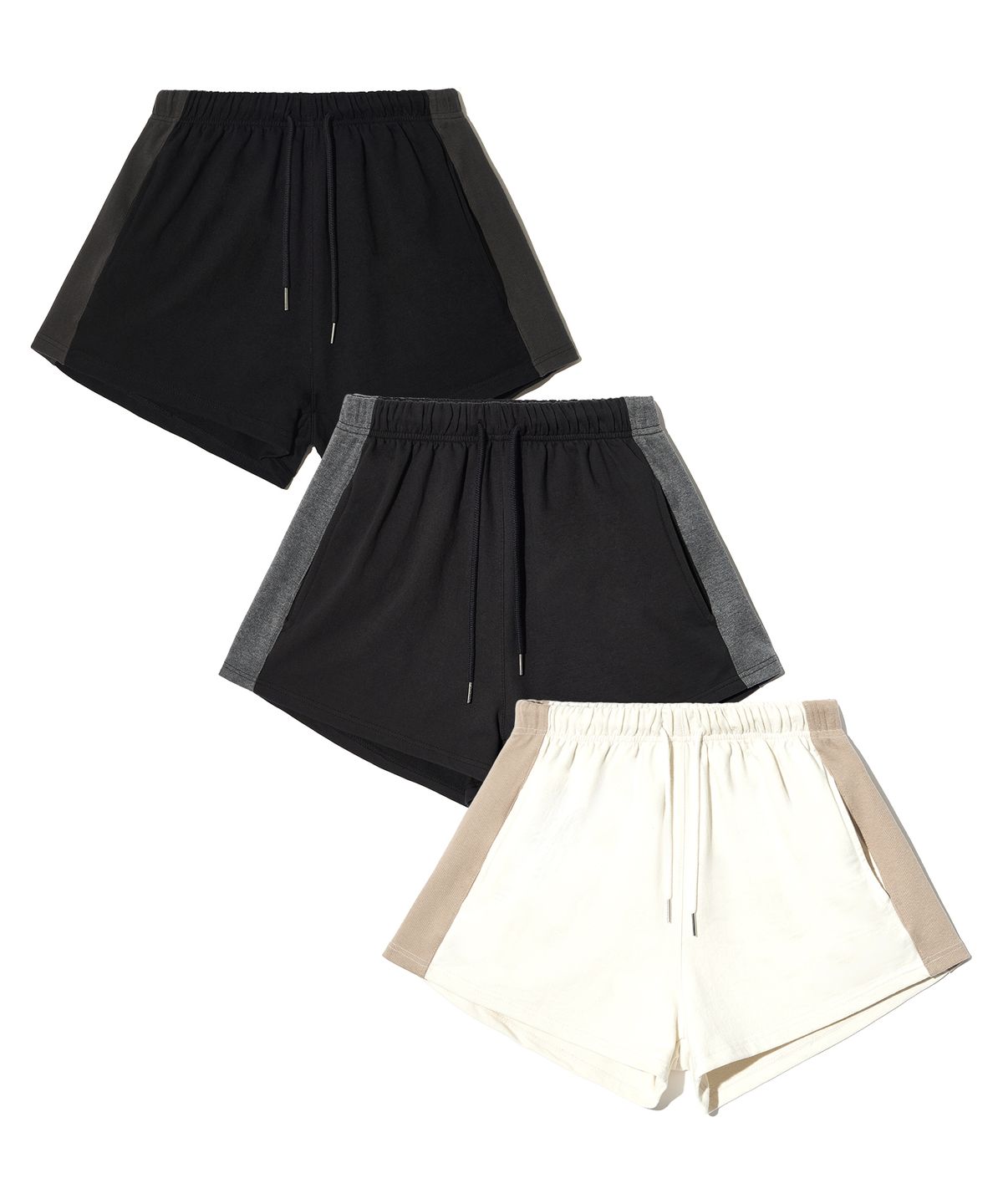 피스메이커(PIECE MAKER) SIDE RIBBED SWEAT SHORTS (CREAM)
