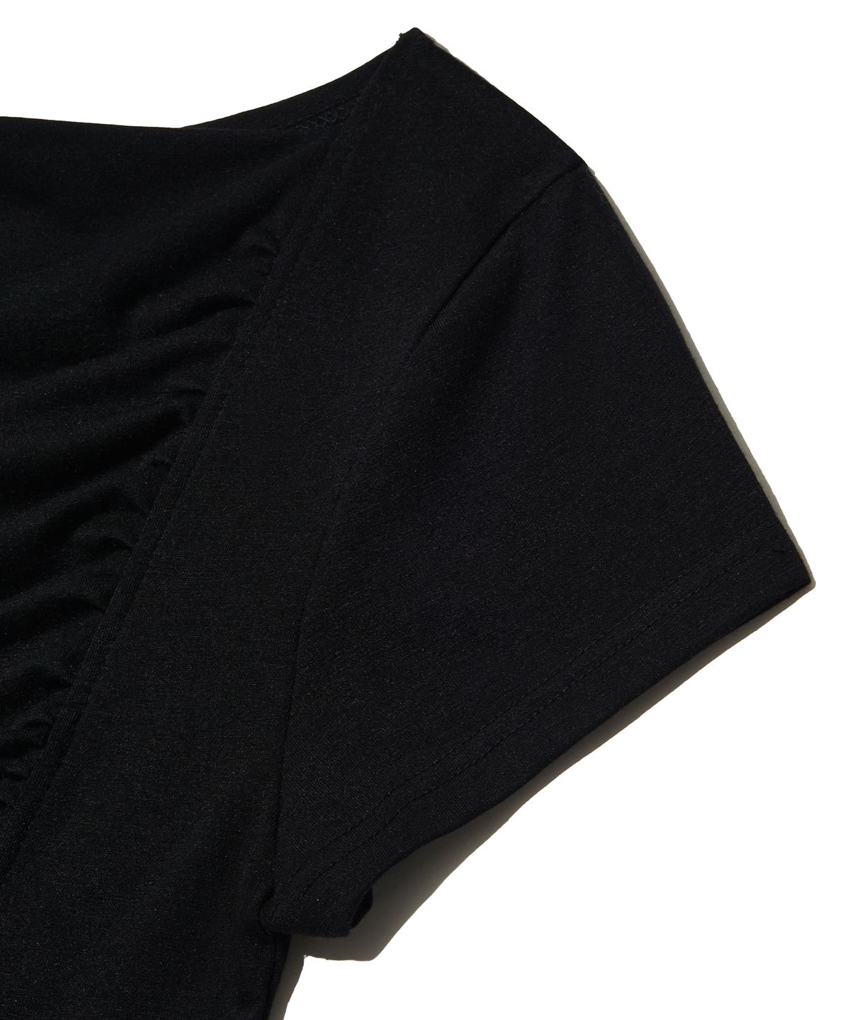 피스메이커(PIECE MAKER) RIBBON SHIRRING TEE (BLACK)