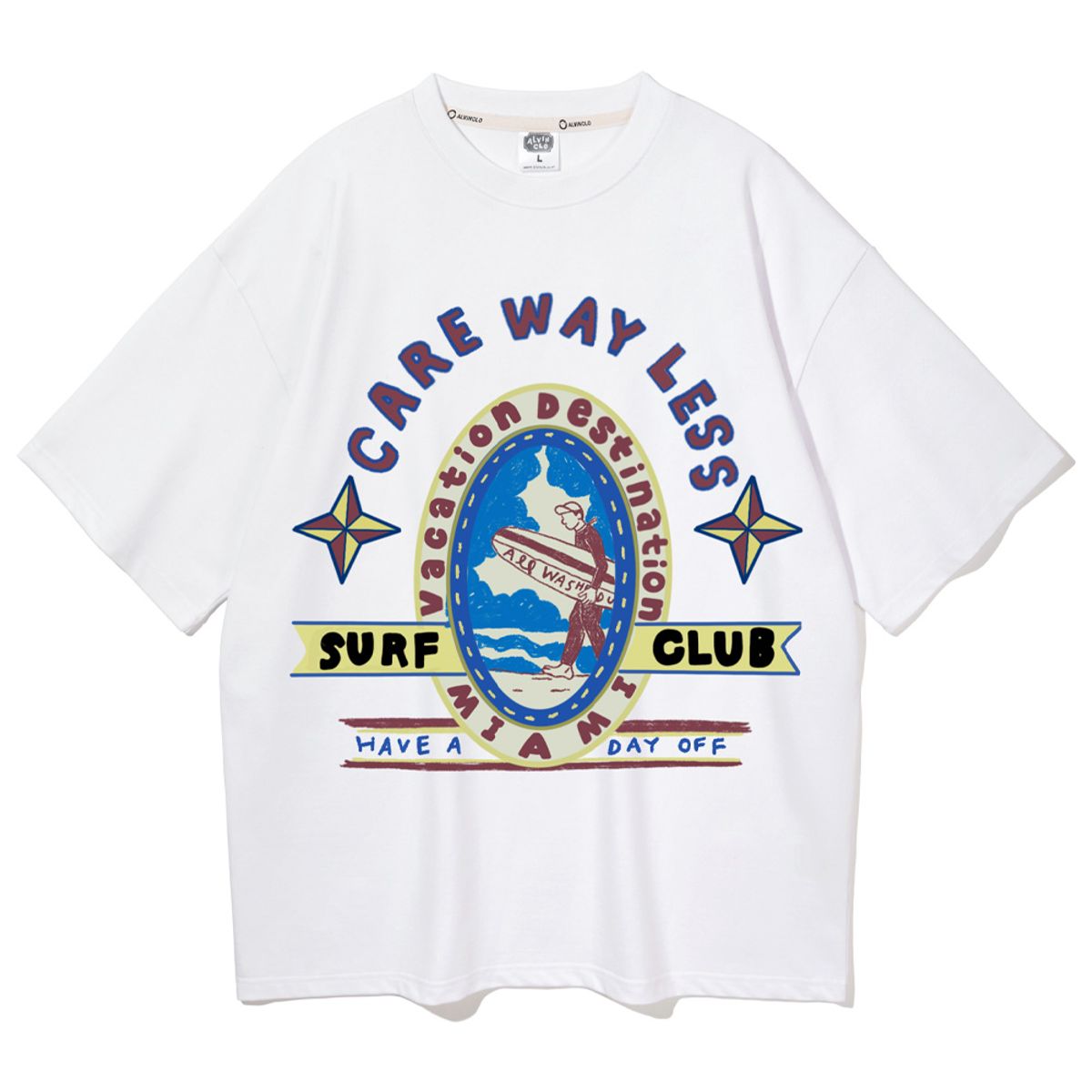 앨빈클로(ALVINCLO) MIAMI SURF CLUB  오버핏 반팔티 AST4537 (4 COLOR)