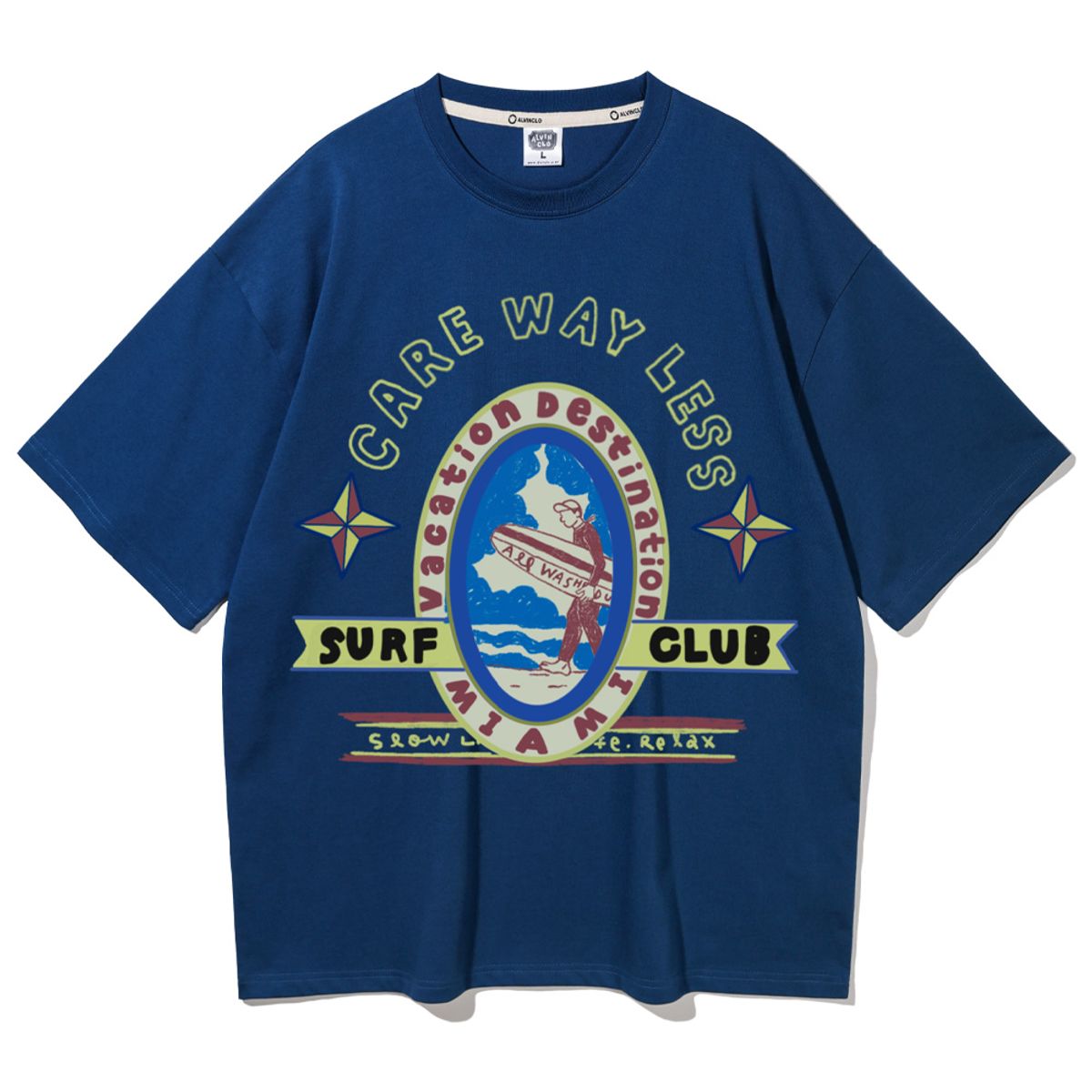 앨빈클로(ALVINCLO) MIAMI SURF CLUB  오버핏 반팔티 AST4537 (4 COLOR)