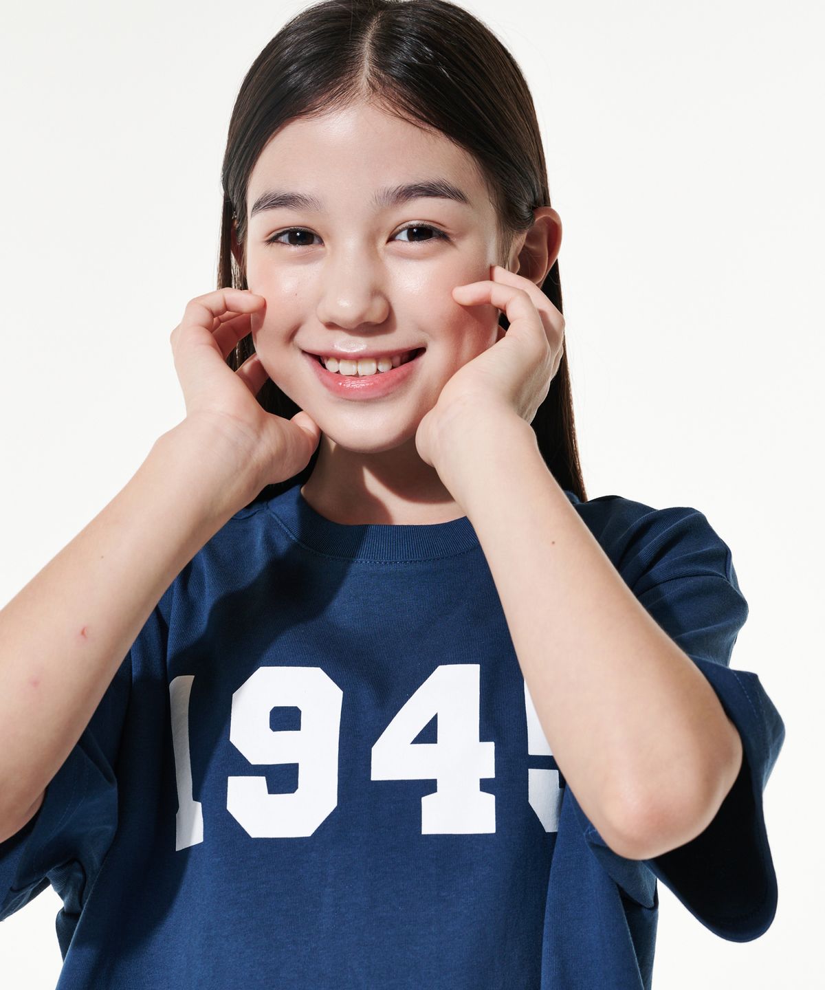 테이크이지 키즈(TAKEASY KIDS) 자이언트핏 1945 오버 티셔츠(빈티지네이비)