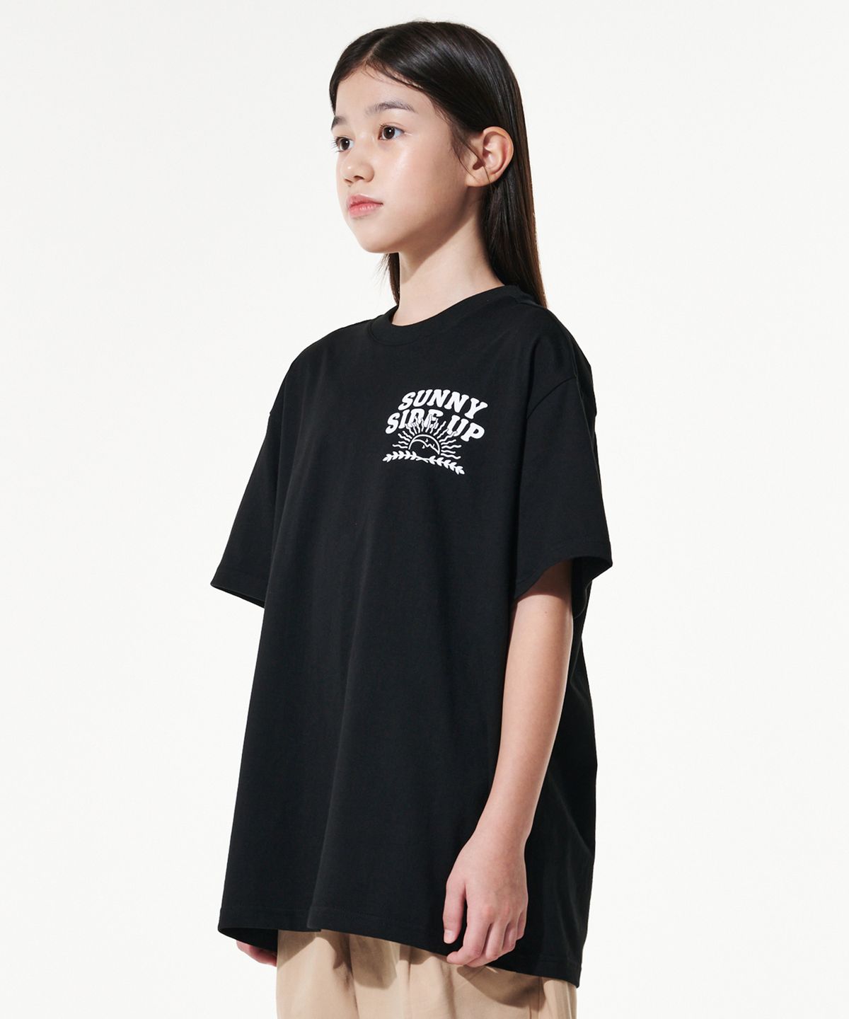 테이크이지 키즈(TAKEASY KIDS) 자이언트핏 써니사이드업 오버티셔츠(블랙)