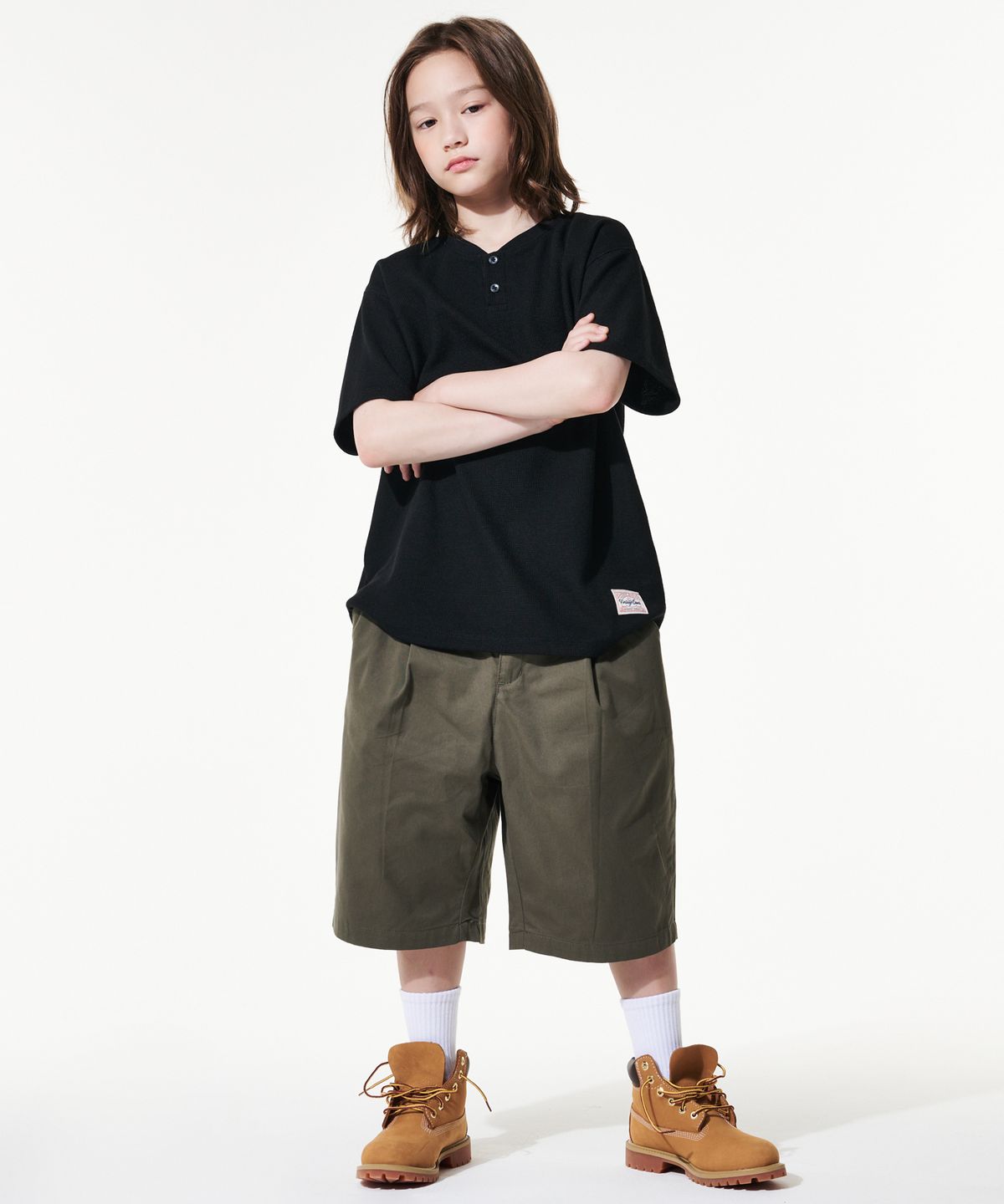 테이크이지 키즈(TAKEASY KIDS) 자이언트핏 버뮤다 하프팬츠(카키)