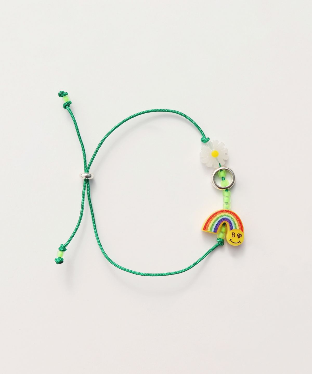 봉보(BONBEAU) Trio charms initial silver ring knot Bracelet 이니셜 각인 미니 실버링 참 매듭팔찌