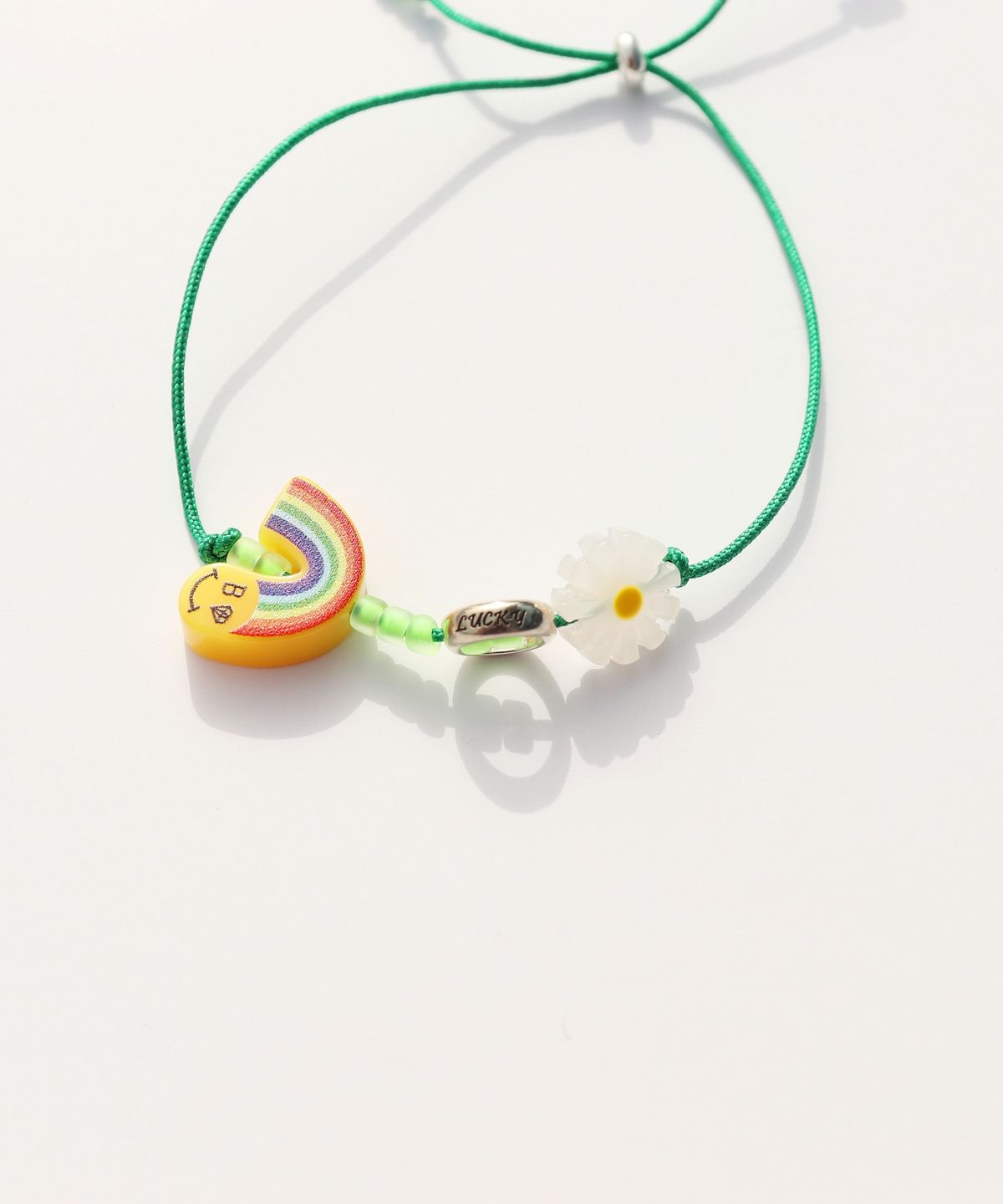봉보(BONBEAU) Trio charms initial silver ring knot Bracelet 이니셜 각인 미니 실버링 참 매듭팔찌