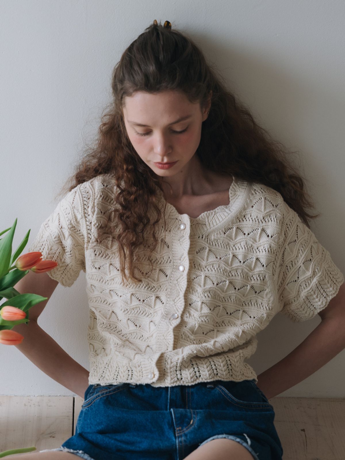 시엔느(SIENNE) Crochet Cardigan (Beige)